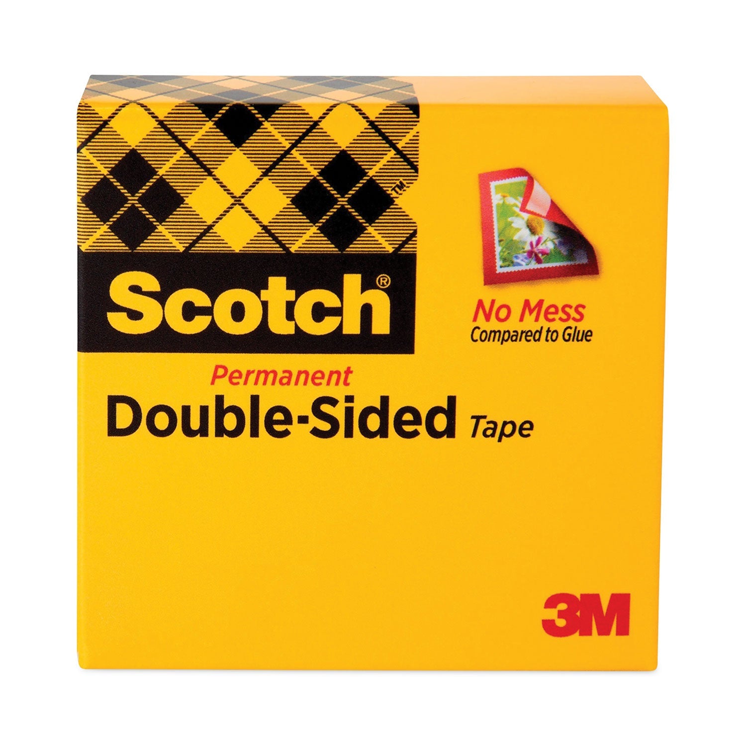 Scotch® Double-Sided Tape, 3" Core, 0.5" X 36 Yds, Clear