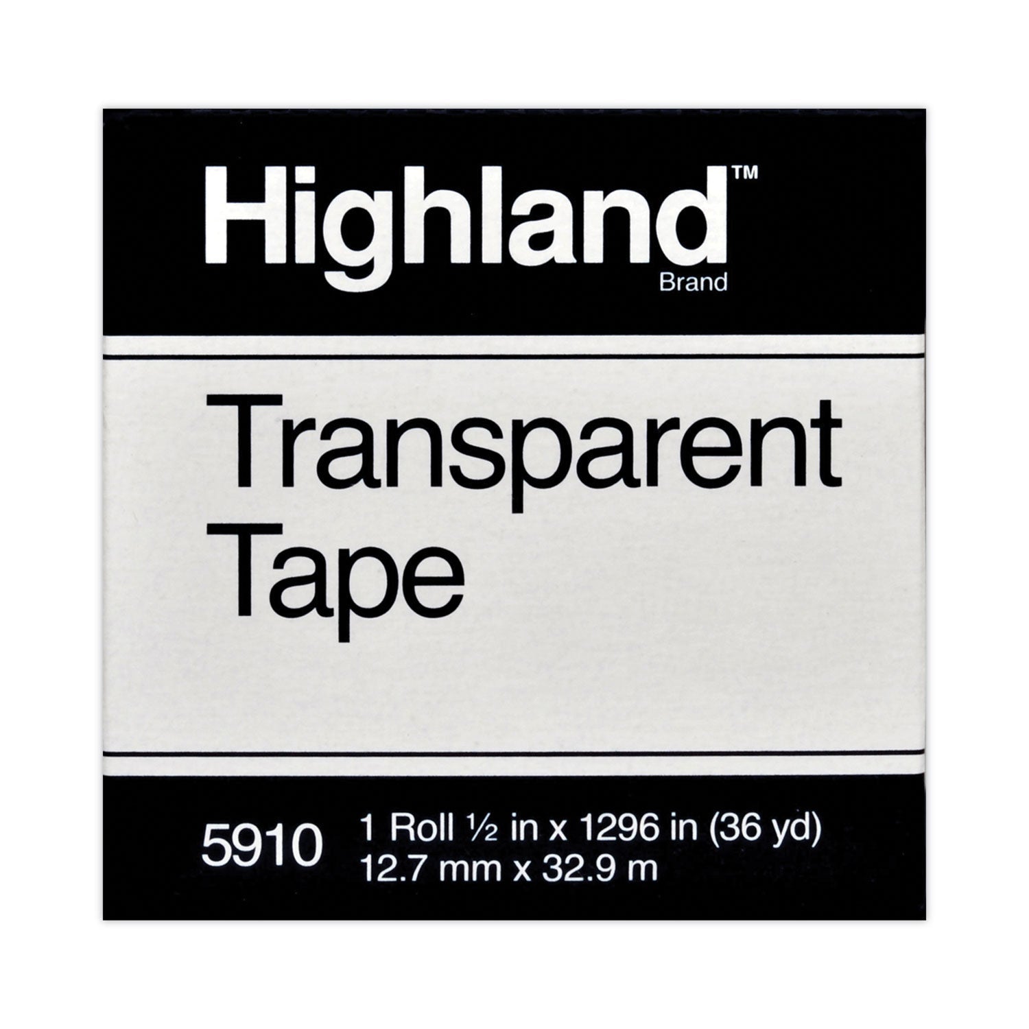 Highland™ Transparent Tape, 1" Core, 0.5" X 36 Yds, Clear