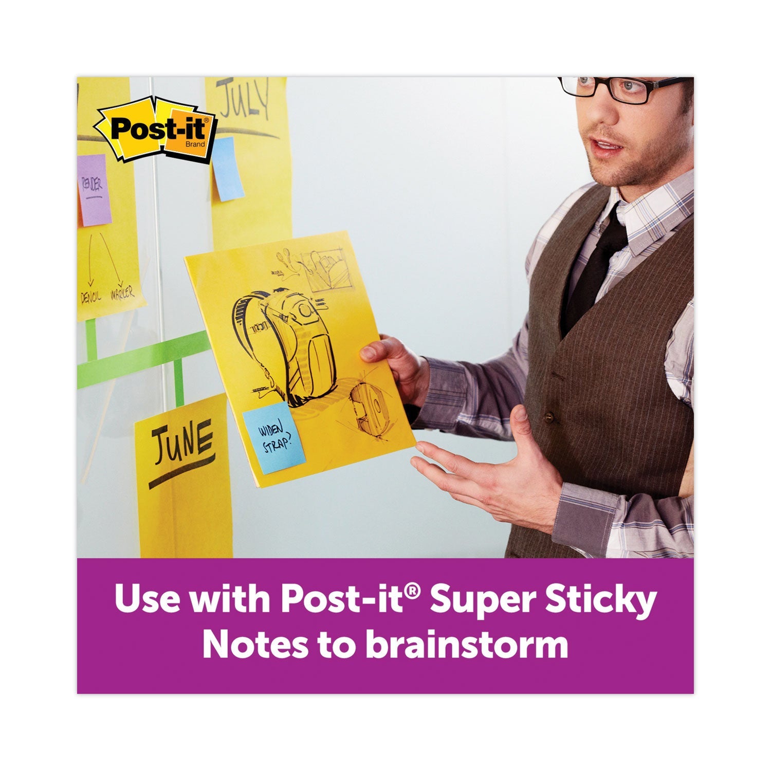 Post-it® Notes Super Sticky Big Notes, Unruled, 11 x 11, Orange, 30 Sheets