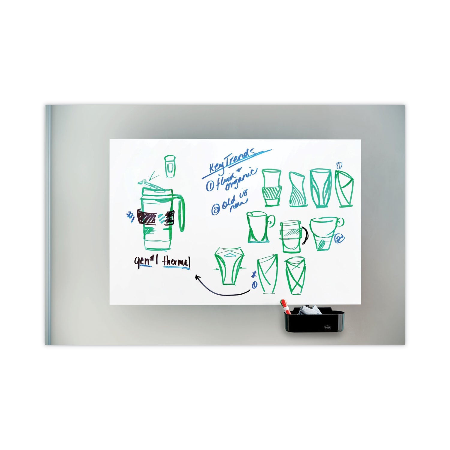 Post-it® Dry Erase Accessory Tray, 8.5" x 3" x 5.25", Black