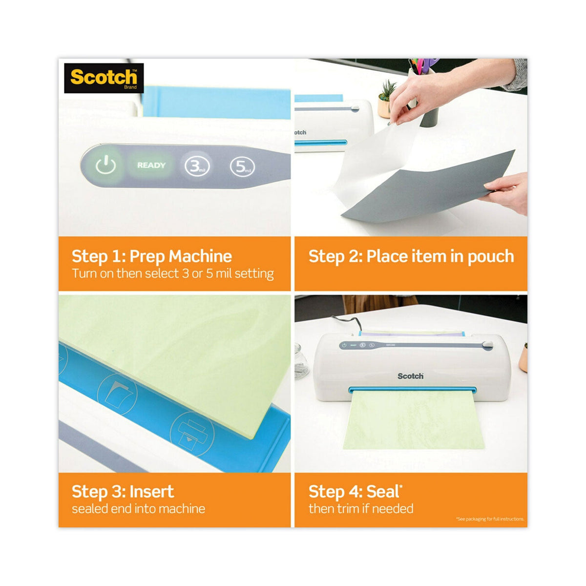 Scotch™ Laminating Pouches, 3 Mil, 9" X 11.5", Gloss Clear, 100/pack