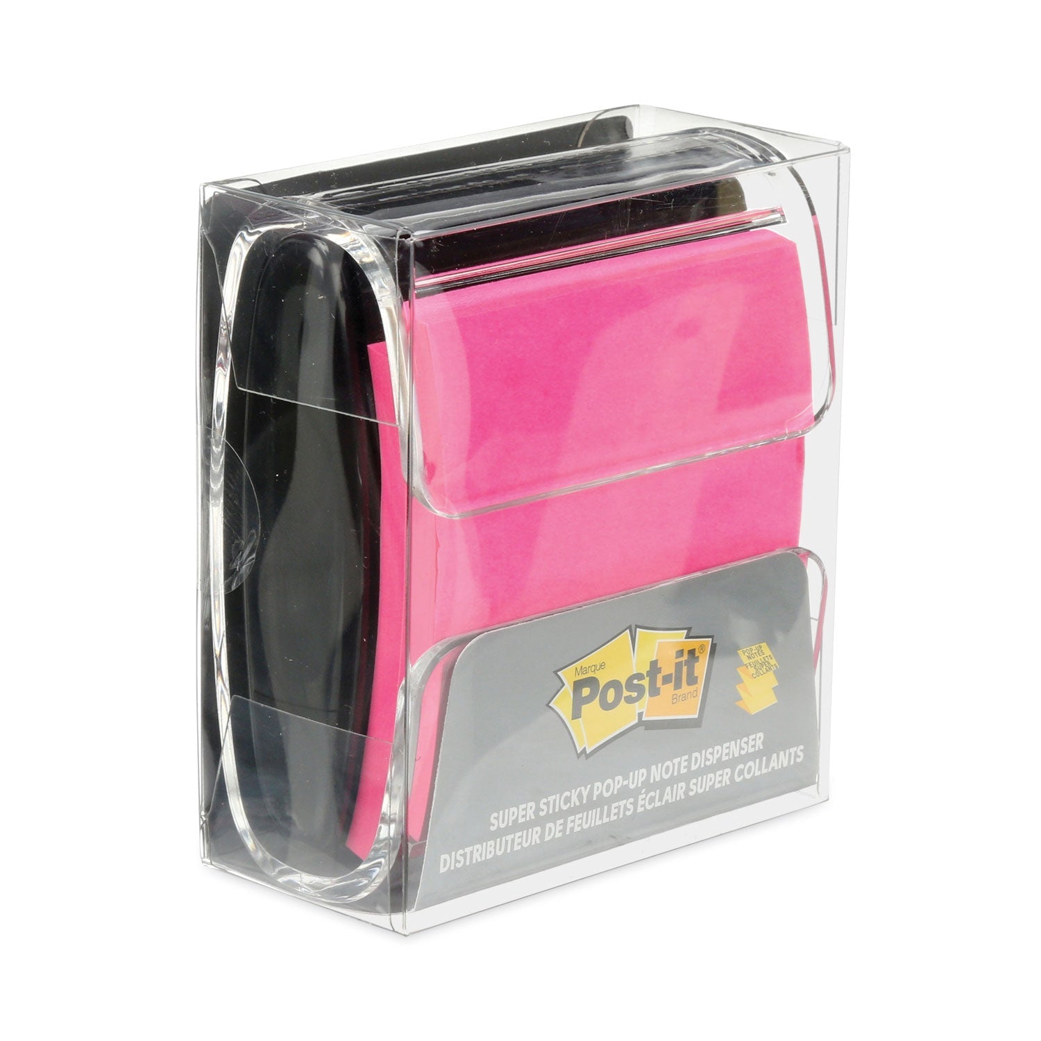 Post-it® Pop-up Notes Super Sticky Wrap Dispenser, For 3 x 3 Pads, Black/Clear, Includes 45-Sheet Color Varies Pop-up Super Sticky Pad