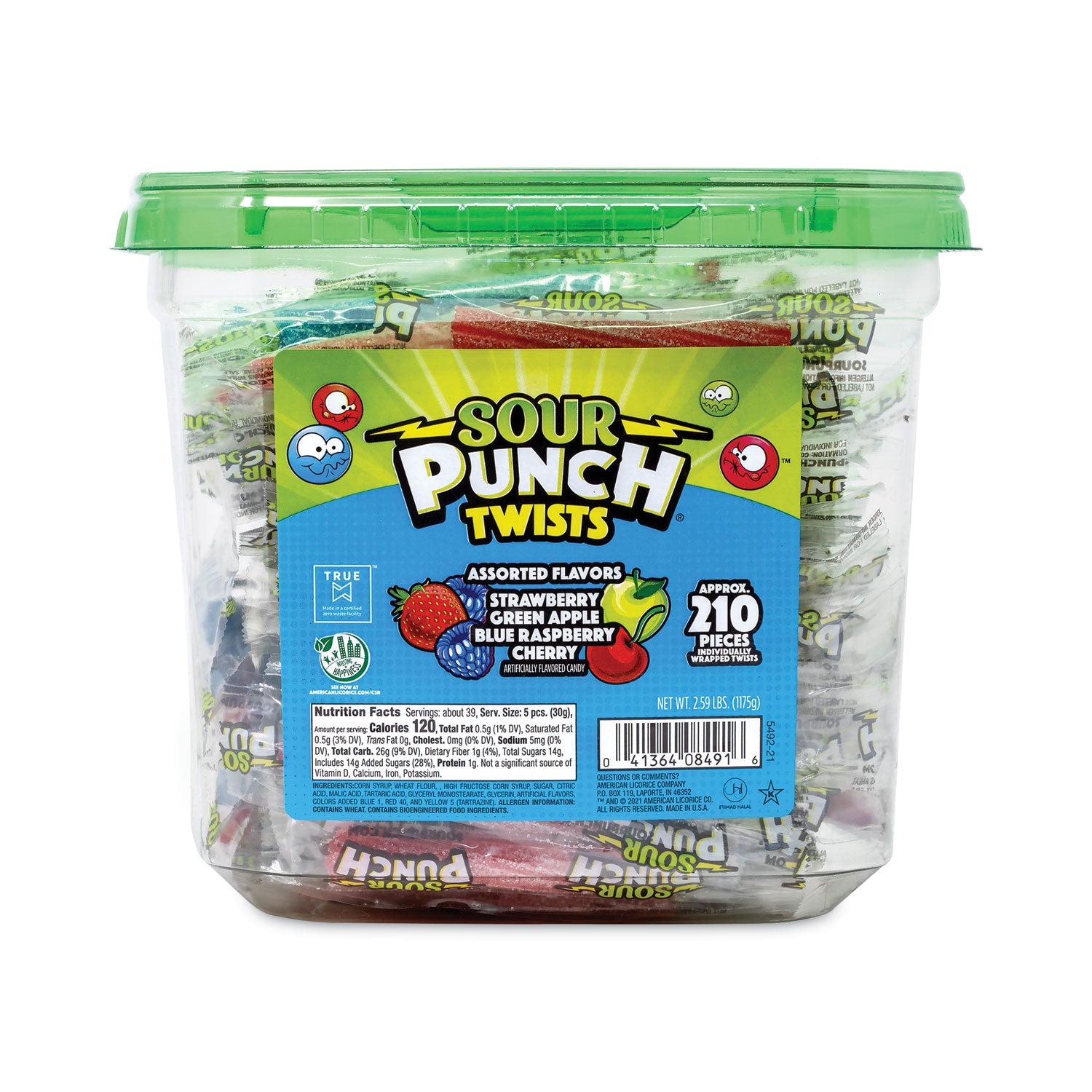 Sour Punch® Twists, Variety, 2.59 lb Tub, Approx. 210 Pieces