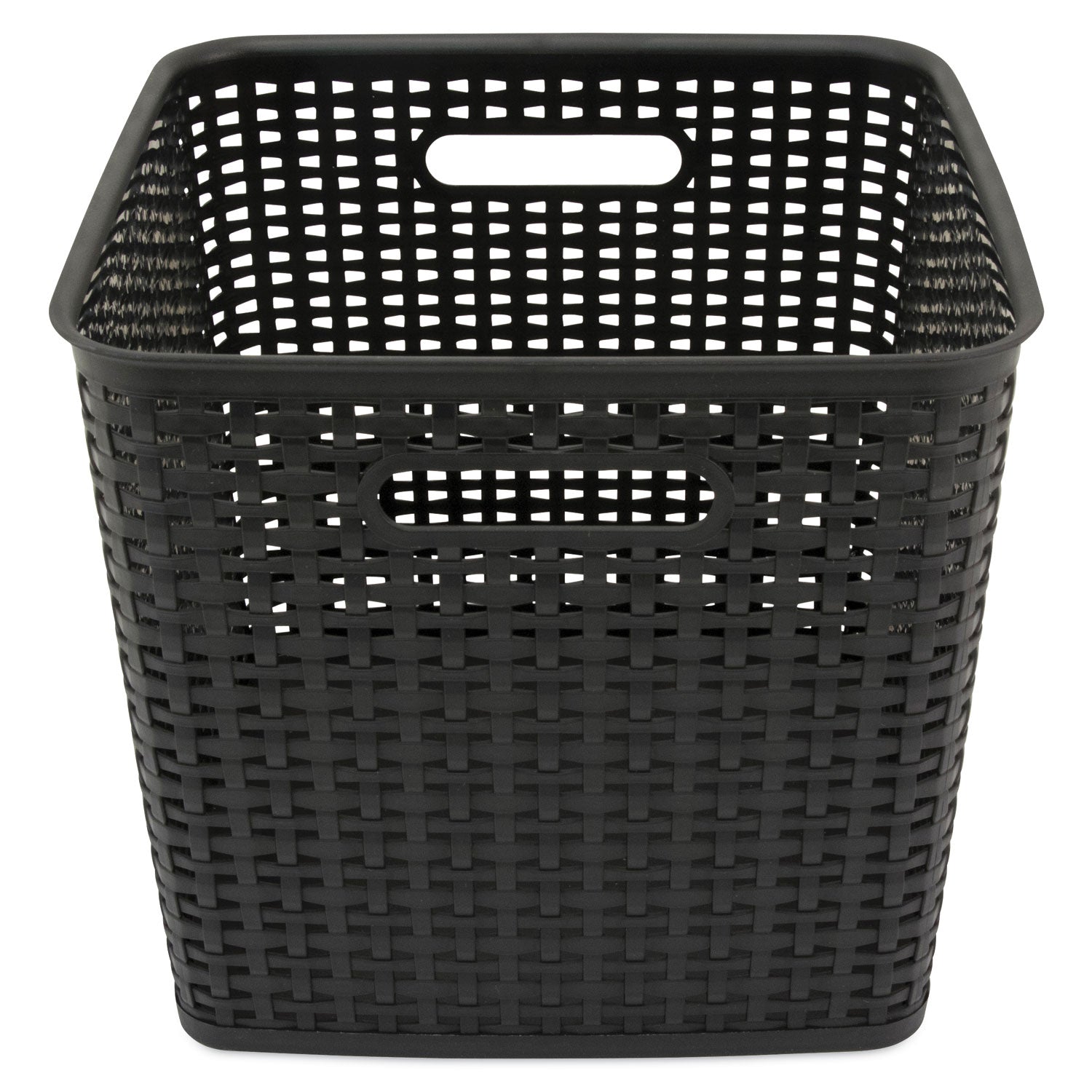Advantus Plastic Weave Bin, Extra Large, 12.5" X 12.5" X 11.13", Black, 2/pack