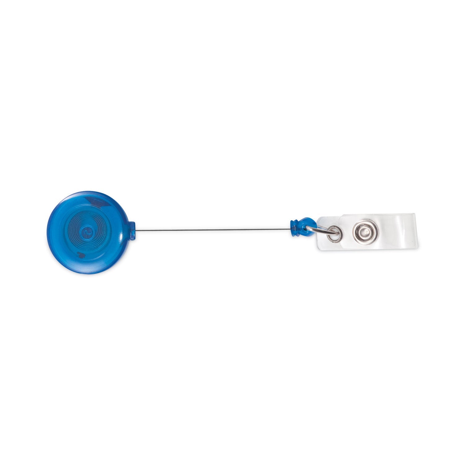 Advantus Translucent Retractable ID Card Reel, 30" Extension, Blue, 12/Pack