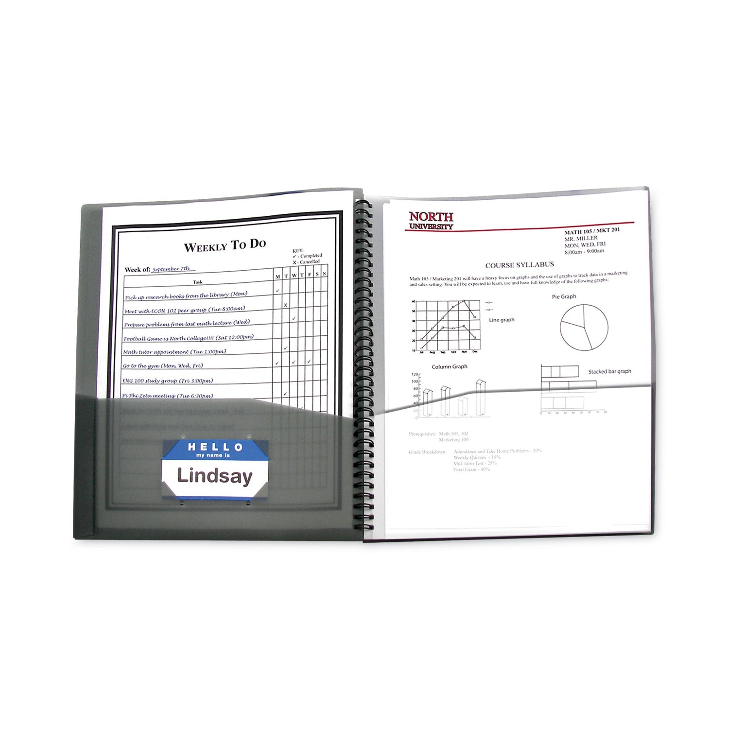 C-Line® Eight-Pocket Portfolio, Polypropylene, 8.5 X 11, Smoke/smoke