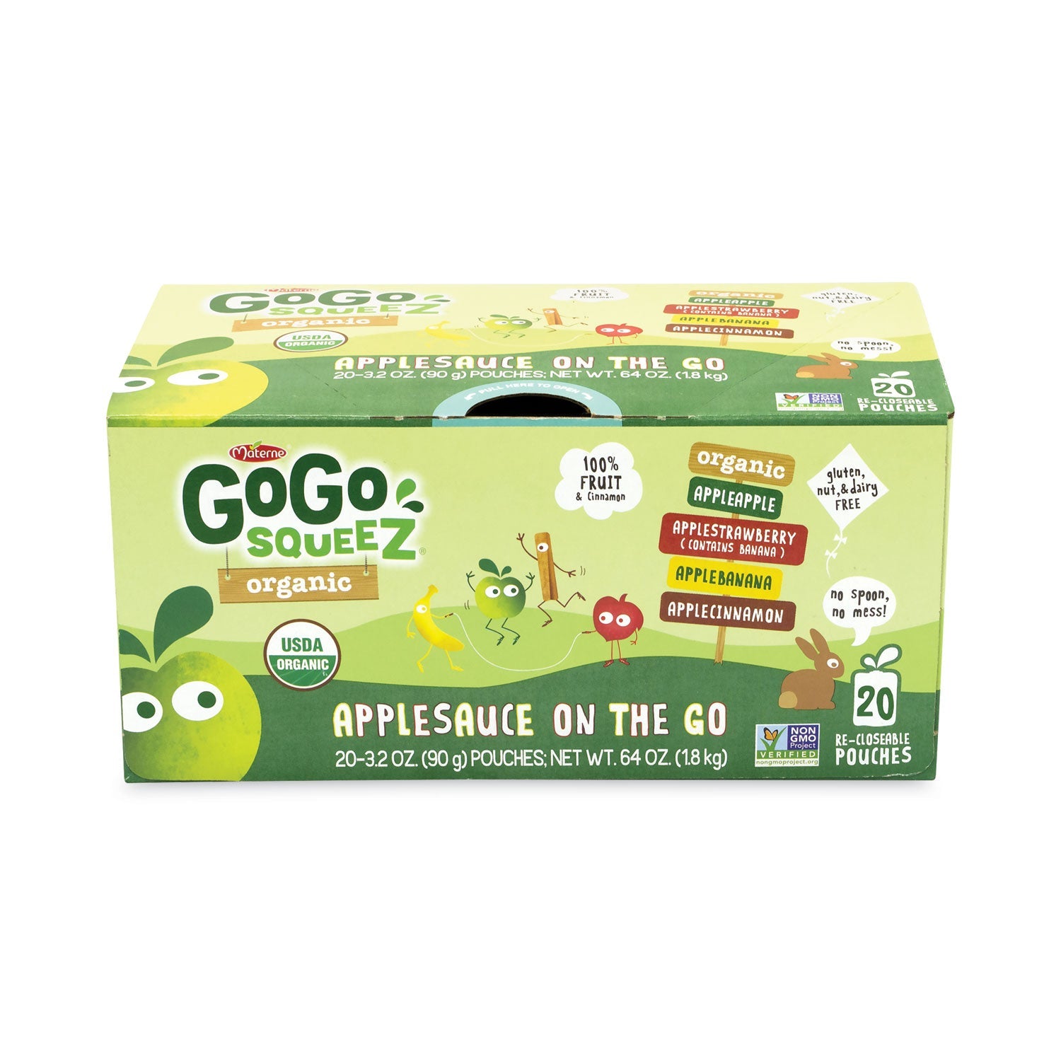 GoGo Squeez® Fruit On The Go, Variety Applesauce, 3.2 oz Pouch, 20/Carton - Bloom Skins