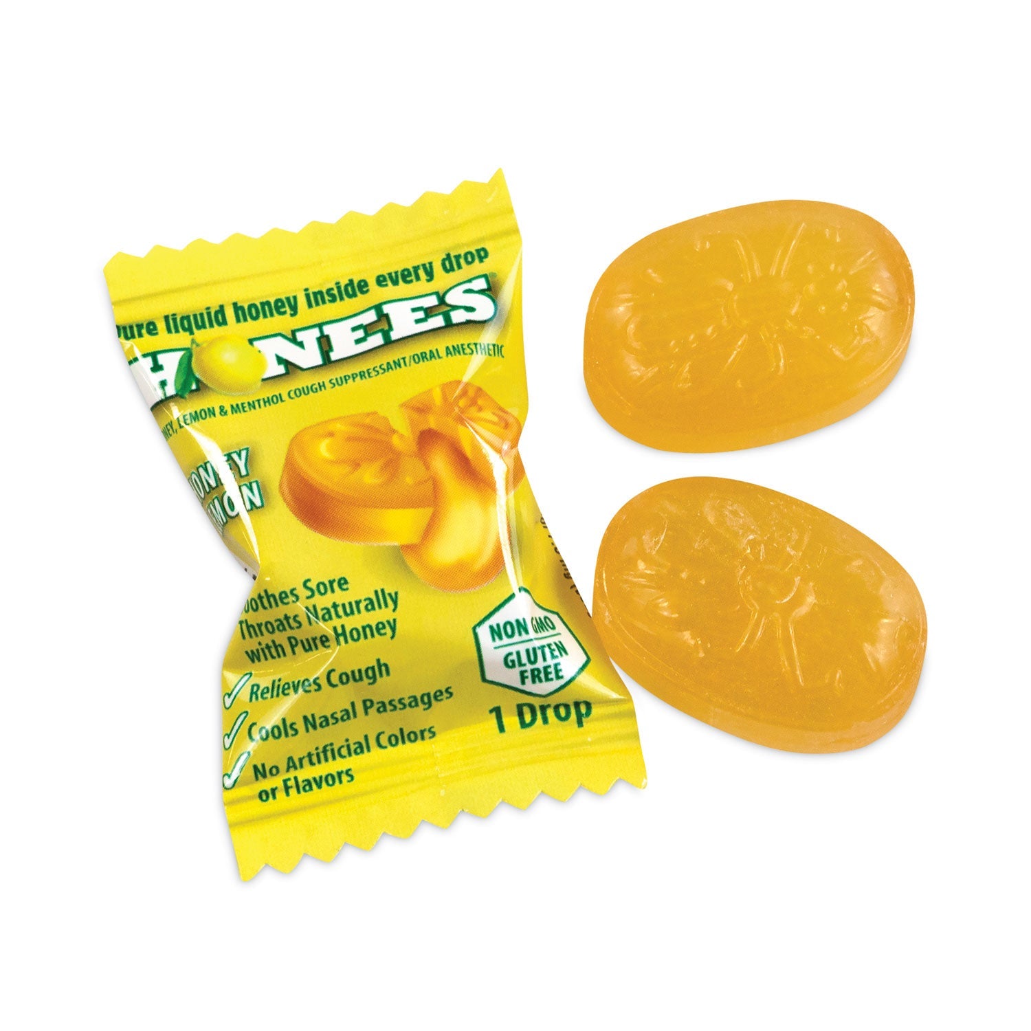 Honees Cough Drops | Honey-Lemon, 20-Count Bag