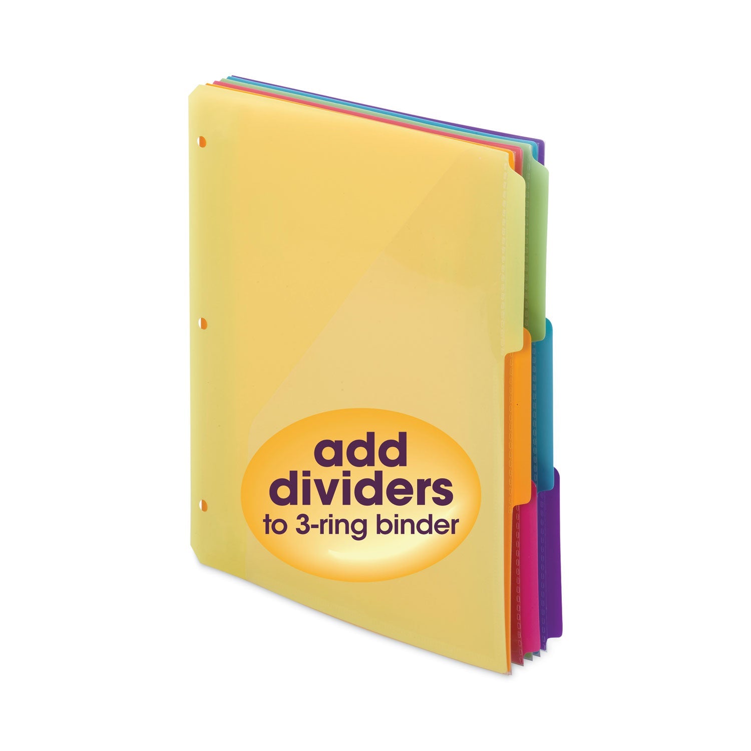 Smead Three-Ring Binder Poly Index Dividers with Pocket, 1/3-Cut Tabs, 11.25 x 9.75, Assorted Colors, 10 Sets