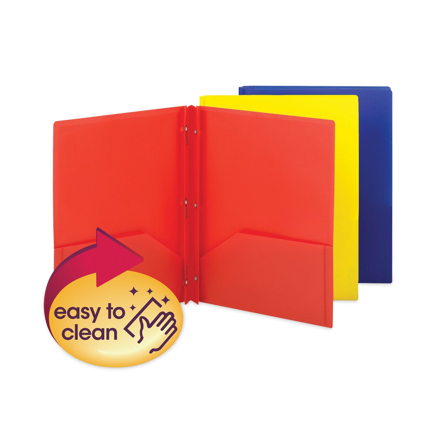 Smead Poly Two-Pocket Folder with Fasteners, 130-Sheet Capacity, 11 x 8.5, Assorted, 6/Pack
