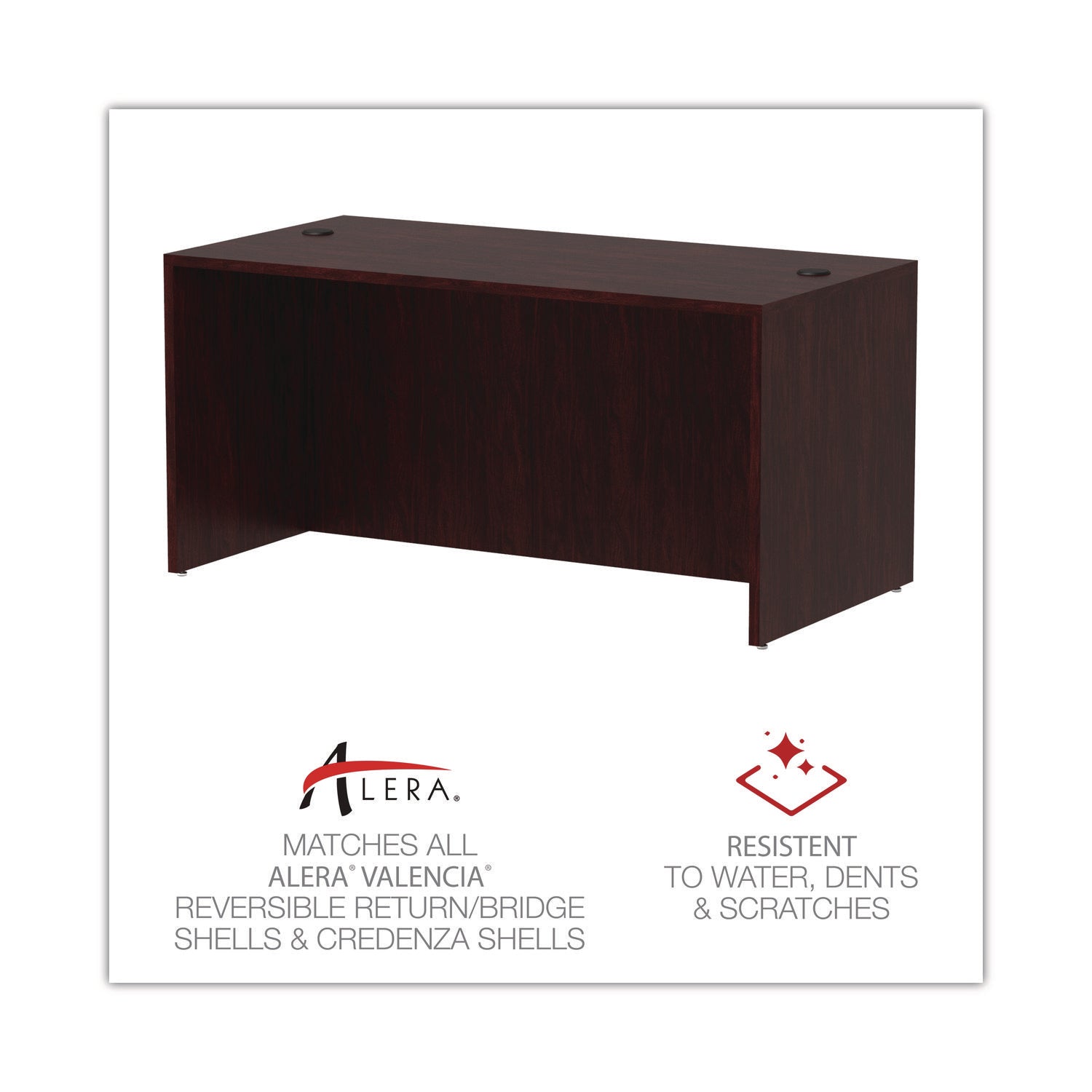 Alera® Alera Valencia Series Straight Front Desk Shell, 59.13" X 29.5" X 29.63", Mahogany