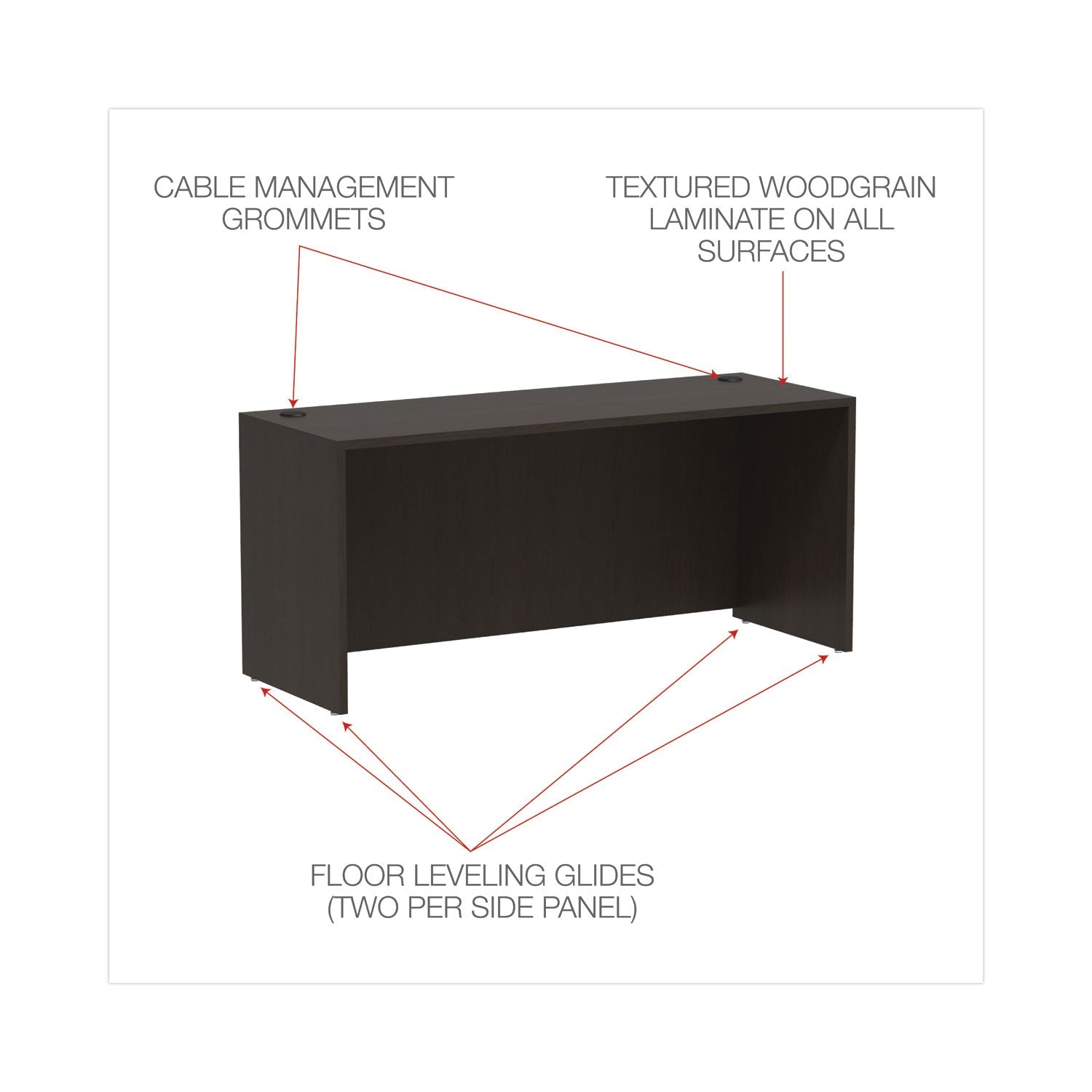 Alera® Alera Valencia Series Credenza Shells, 65w X 23.6d X 29.5h, Espresso
