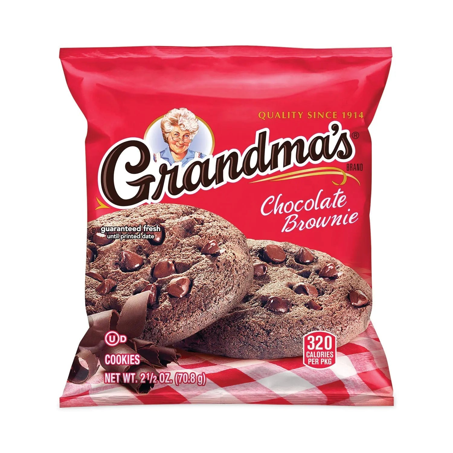 Grandma's® Big Chocolate Brownie, 2.5 oz Packet, 2 Brownies/Pack, 60 Packs/Carton