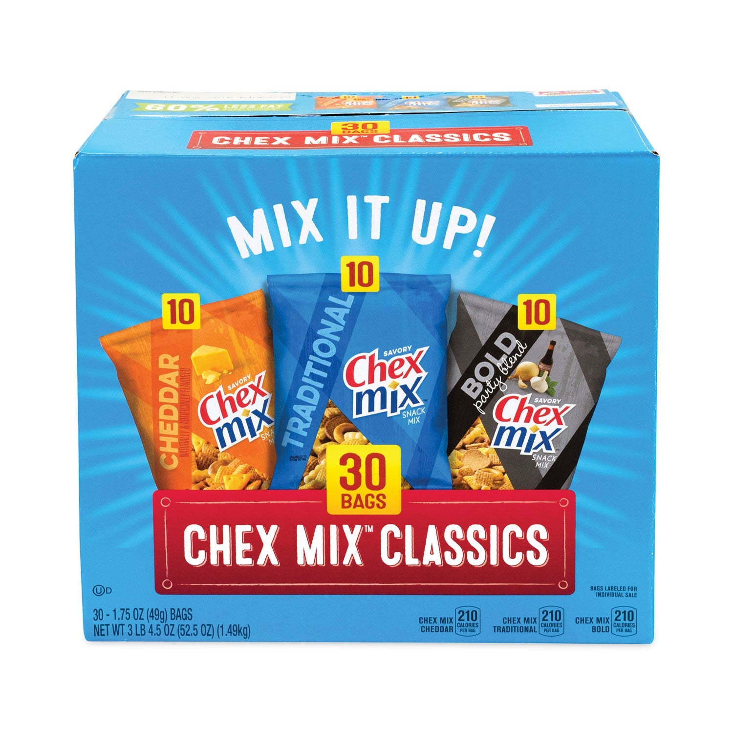 Chex Mix® Varieties, Assorted Flavors, 1.75 oz Pack, 30 Packs/Carton