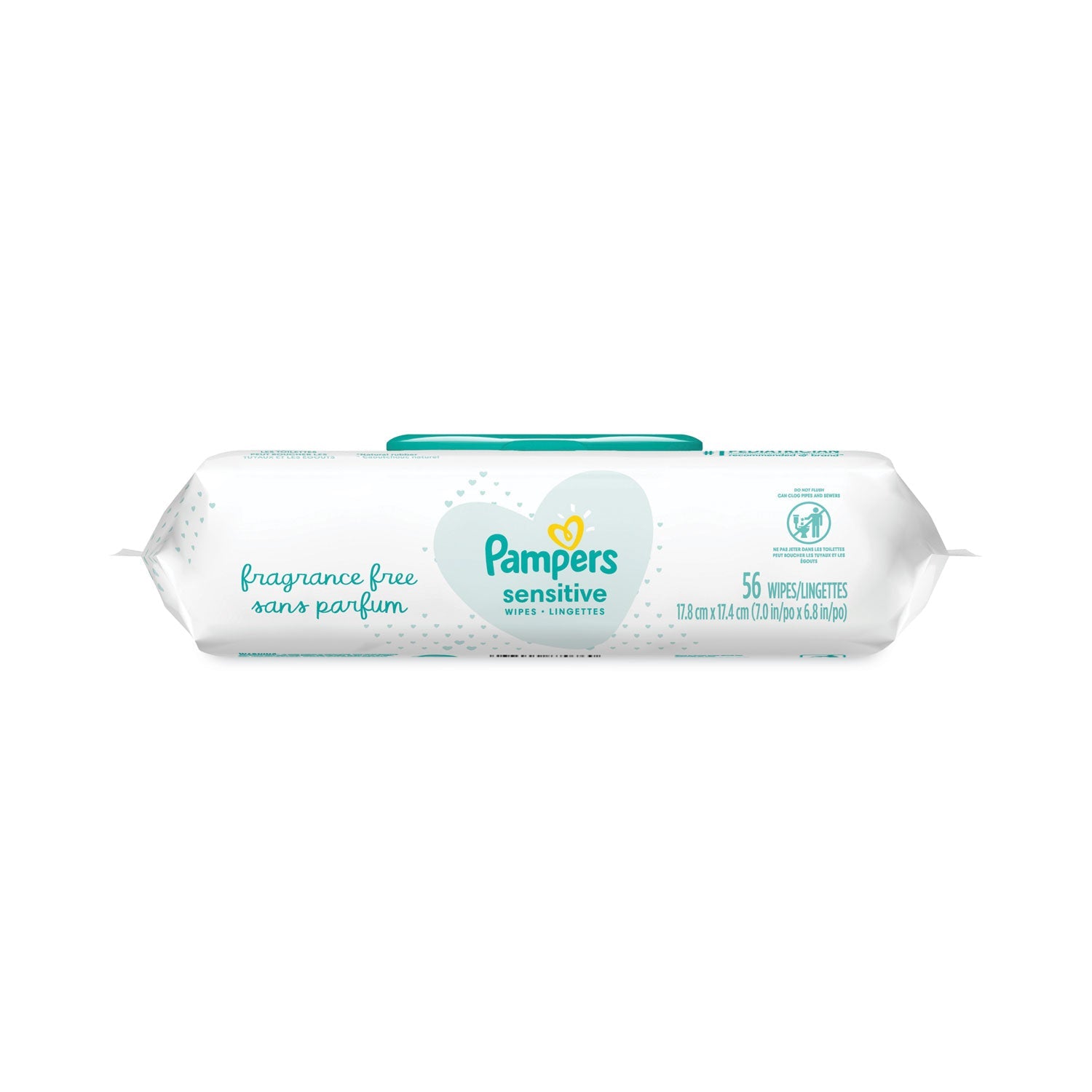 Pampers® Sensitive Baby Wipes, 1-Ply, 6.8 x 7, Unscented, White, 56/Pack