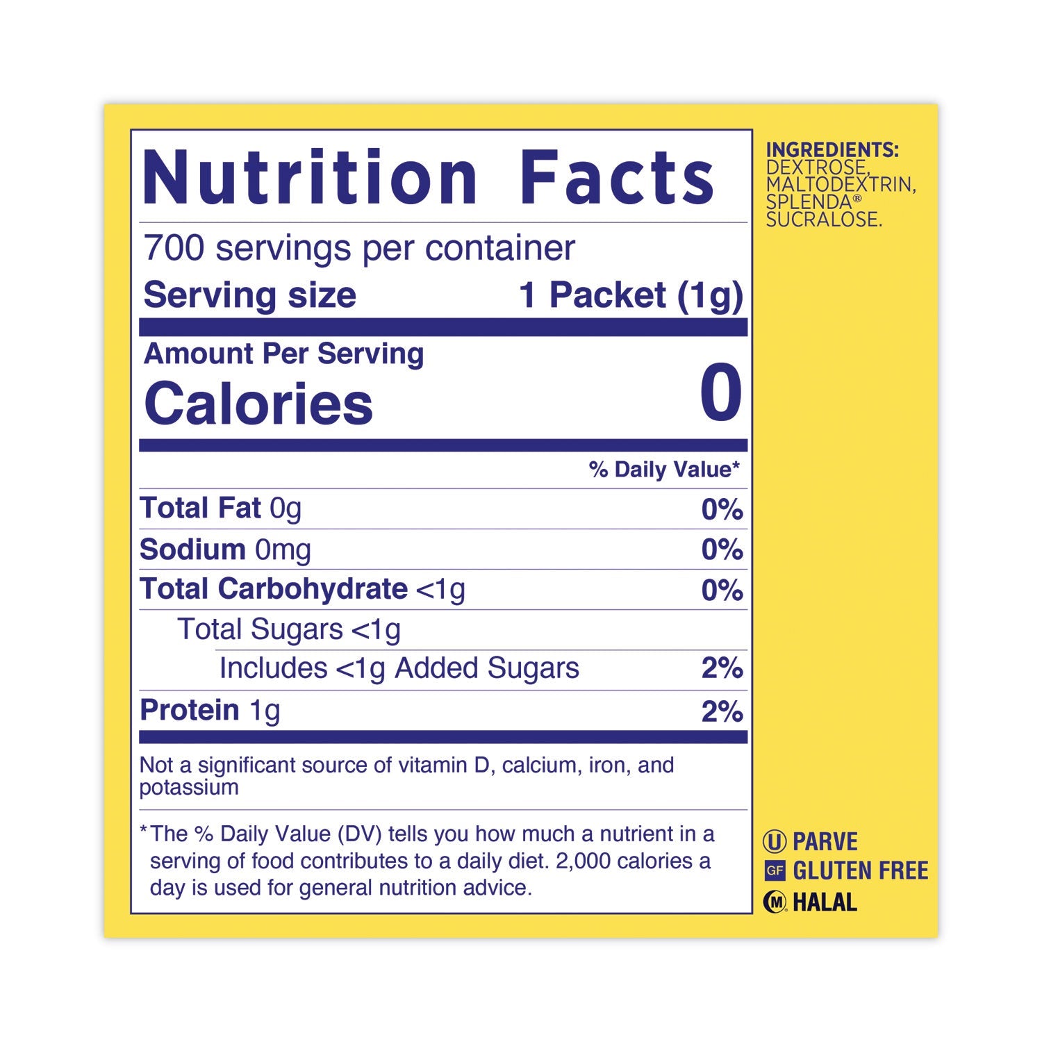 Splenda® No Calorie Sweetener, 1 g Packet, 700/Box