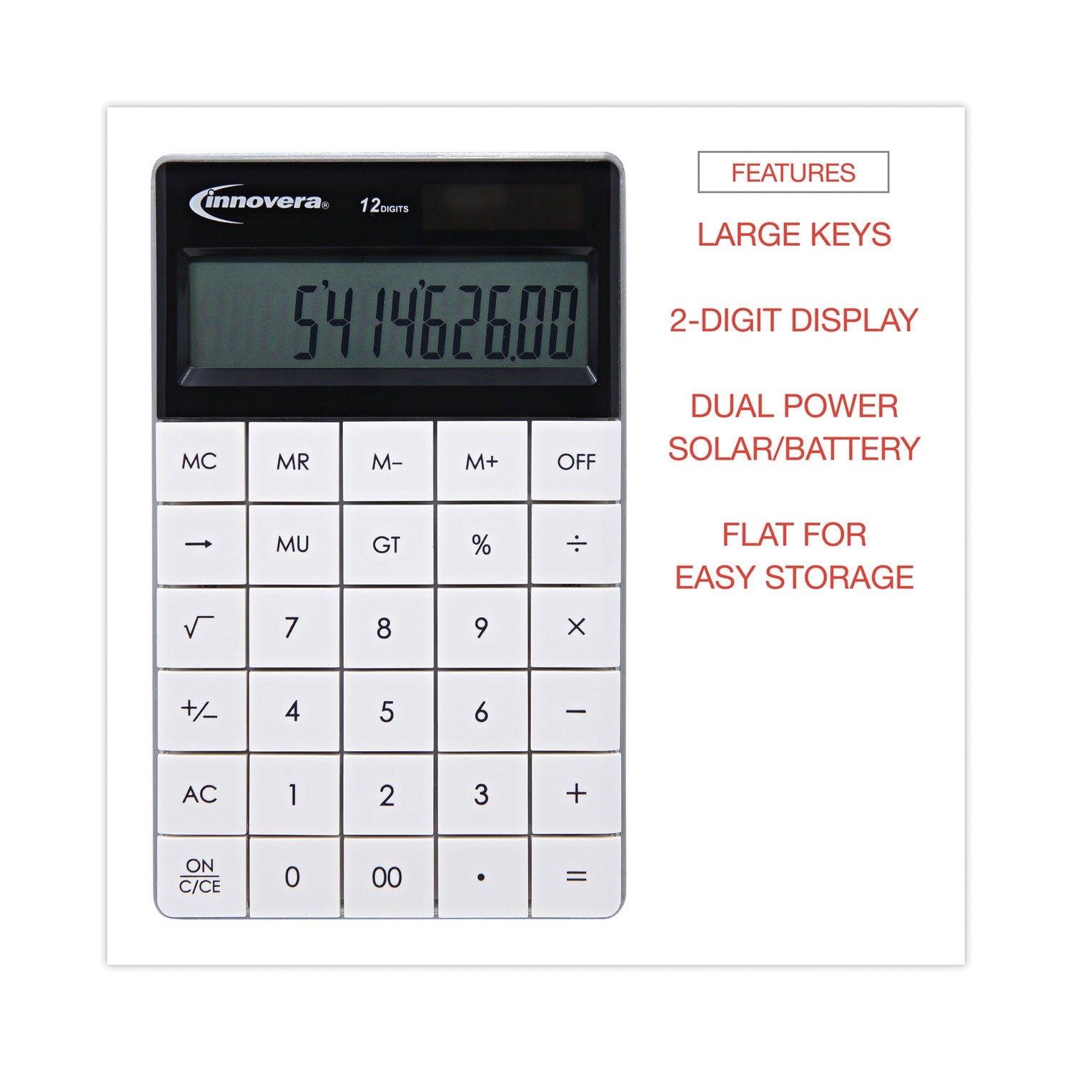 Innovera® 15973 Large Button Calculator, 12-Digit LCD