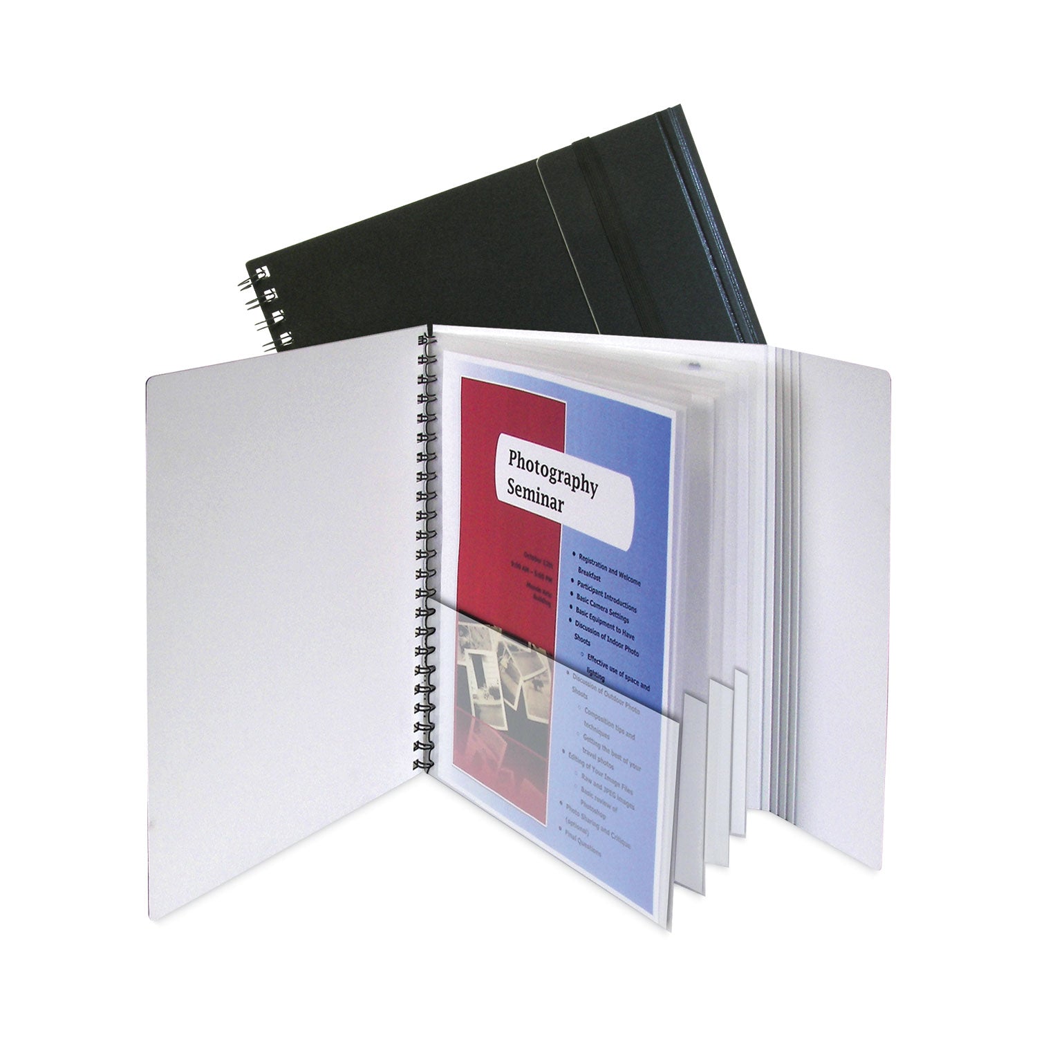 C-Line® Eight-Pocket Portfolio With Security Flap, Polypropylene, 8.5 X 11, Black/white