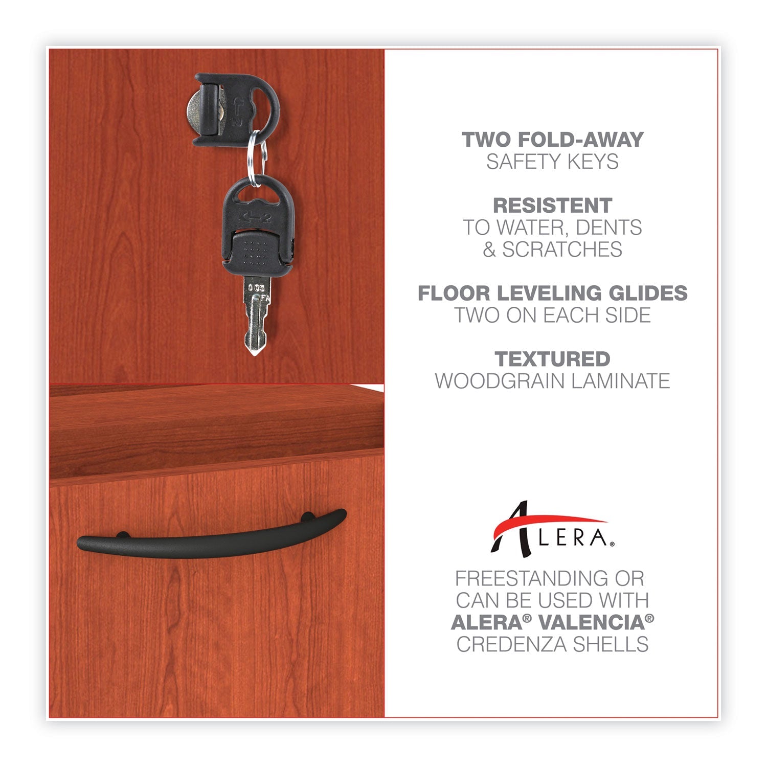 Alera® Alera Valencia Series Lateral File, 2 Legal/letter-Size File Drawers, Medium Cherry, 34" X 22.75" X 29.5"