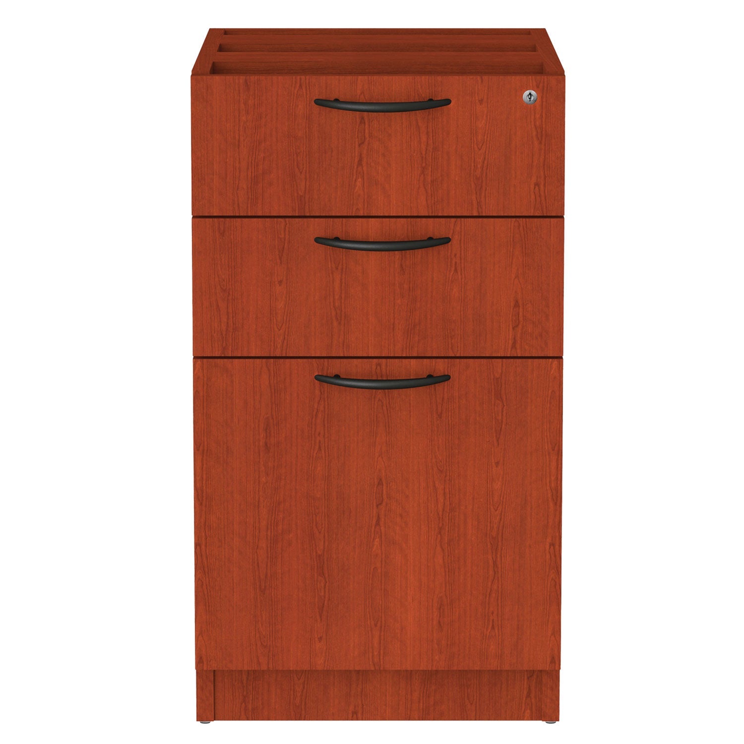 Alera® Alera Valencia Series Full Pedestal File, Left/right, 3-Drawers: Box/box/file, Legal/letter, Cherry, 15.63" X 20.5" X 28.5"