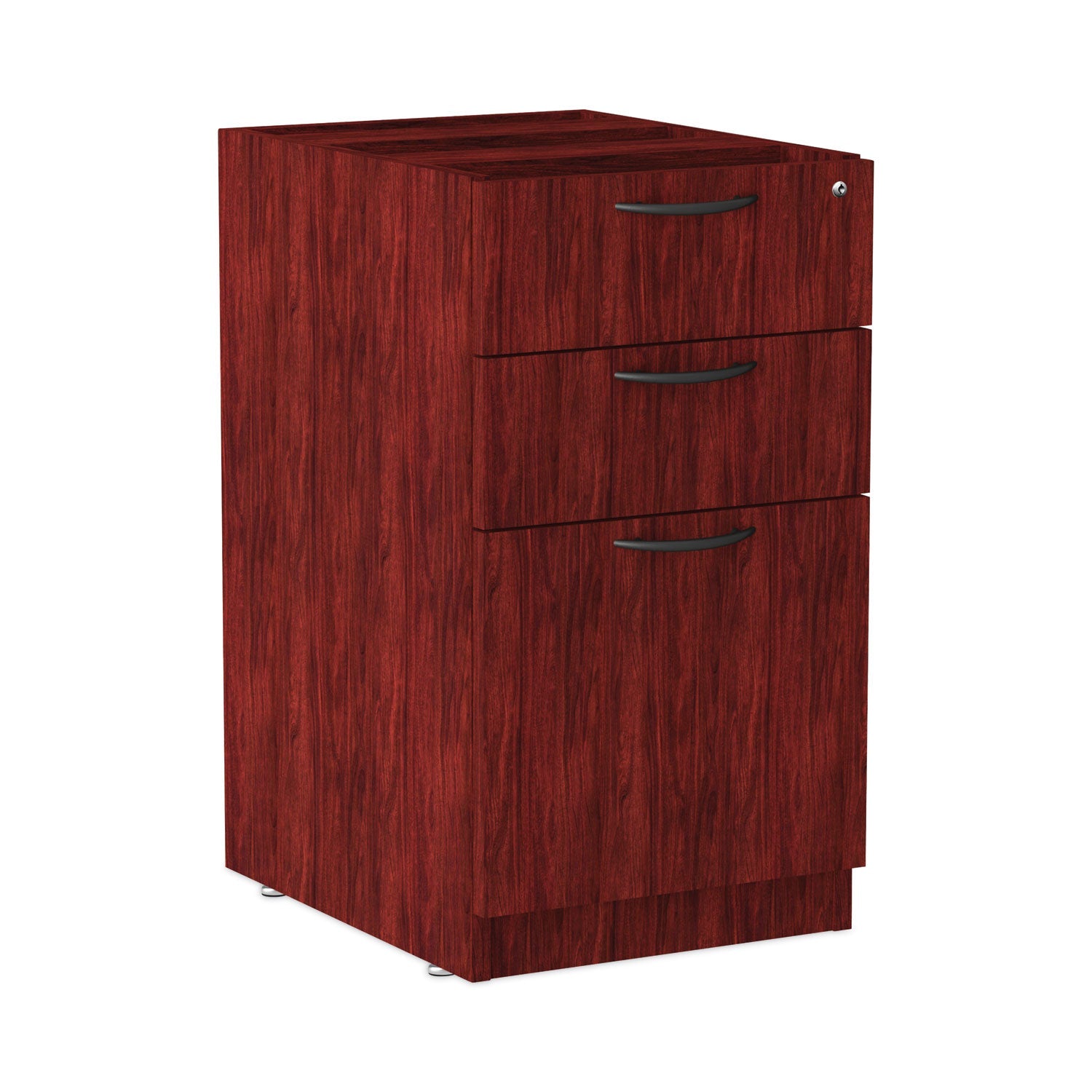 Alera® Alera Valencia Series Full Pedestal File, Left/right, 3-Drawers: Box/box/file, Legal/letter, Mahogany, 15.63" X 20.5" X 28.5"