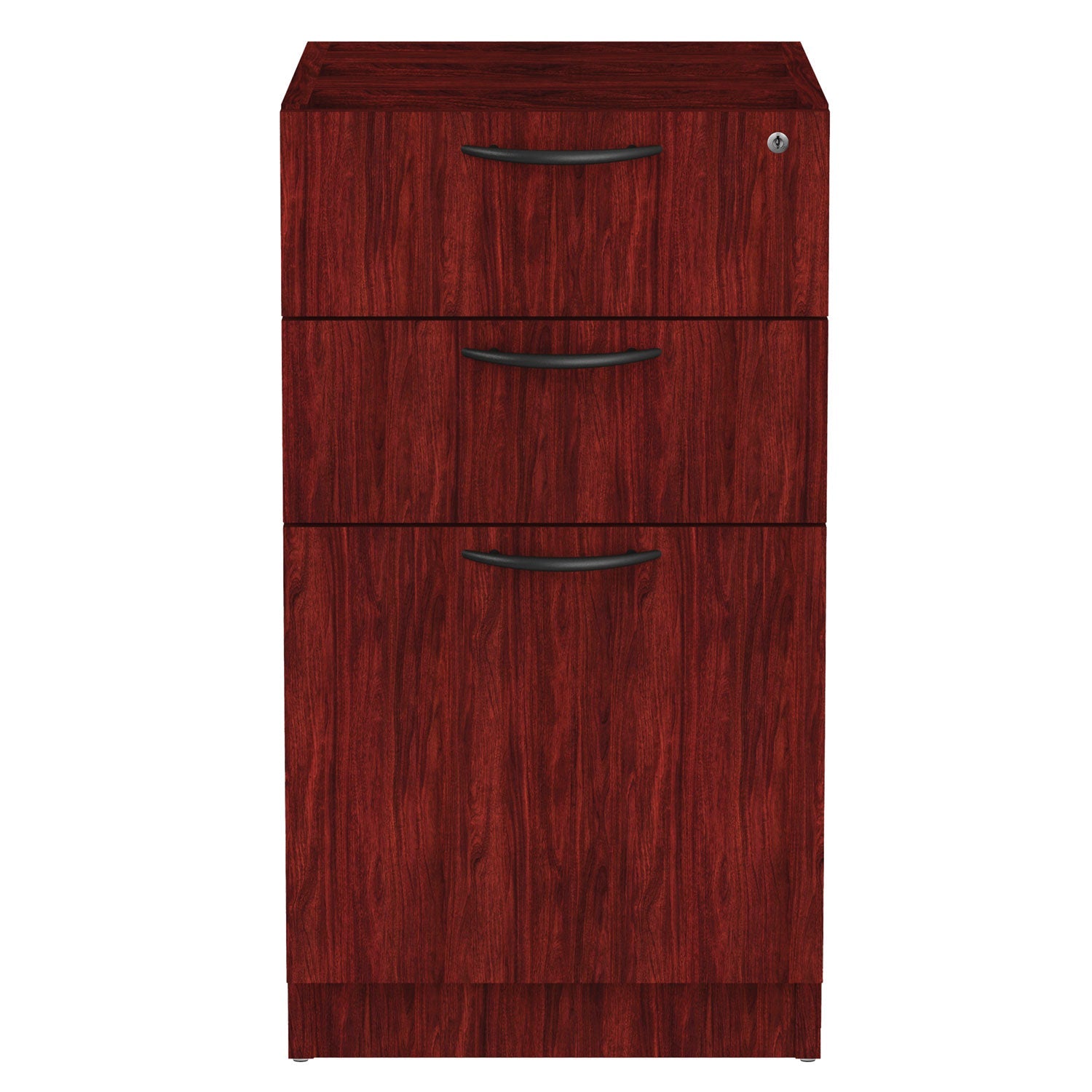Alera® Alera Valencia Series Full Pedestal File, Left/right, 3-Drawers: Box/box/file, Legal/letter, Mahogany, 15.63" X 20.5" X 28.5"