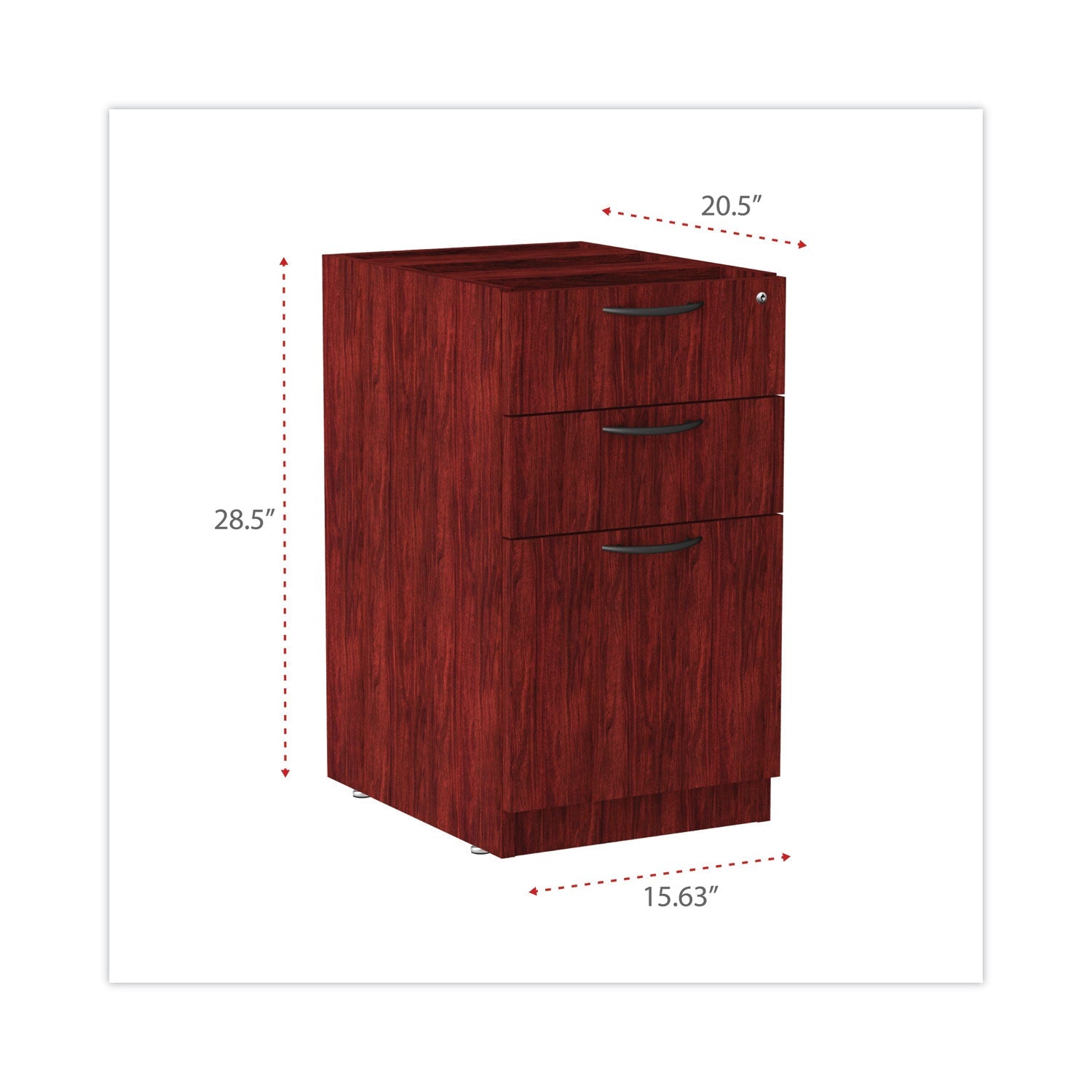 Alera® Alera Valencia Series Full Pedestal File, Left Or Right, 2 Legal/letter-Size File Drawers, Mahogany, 15.63" X 20.5" X 28.5"