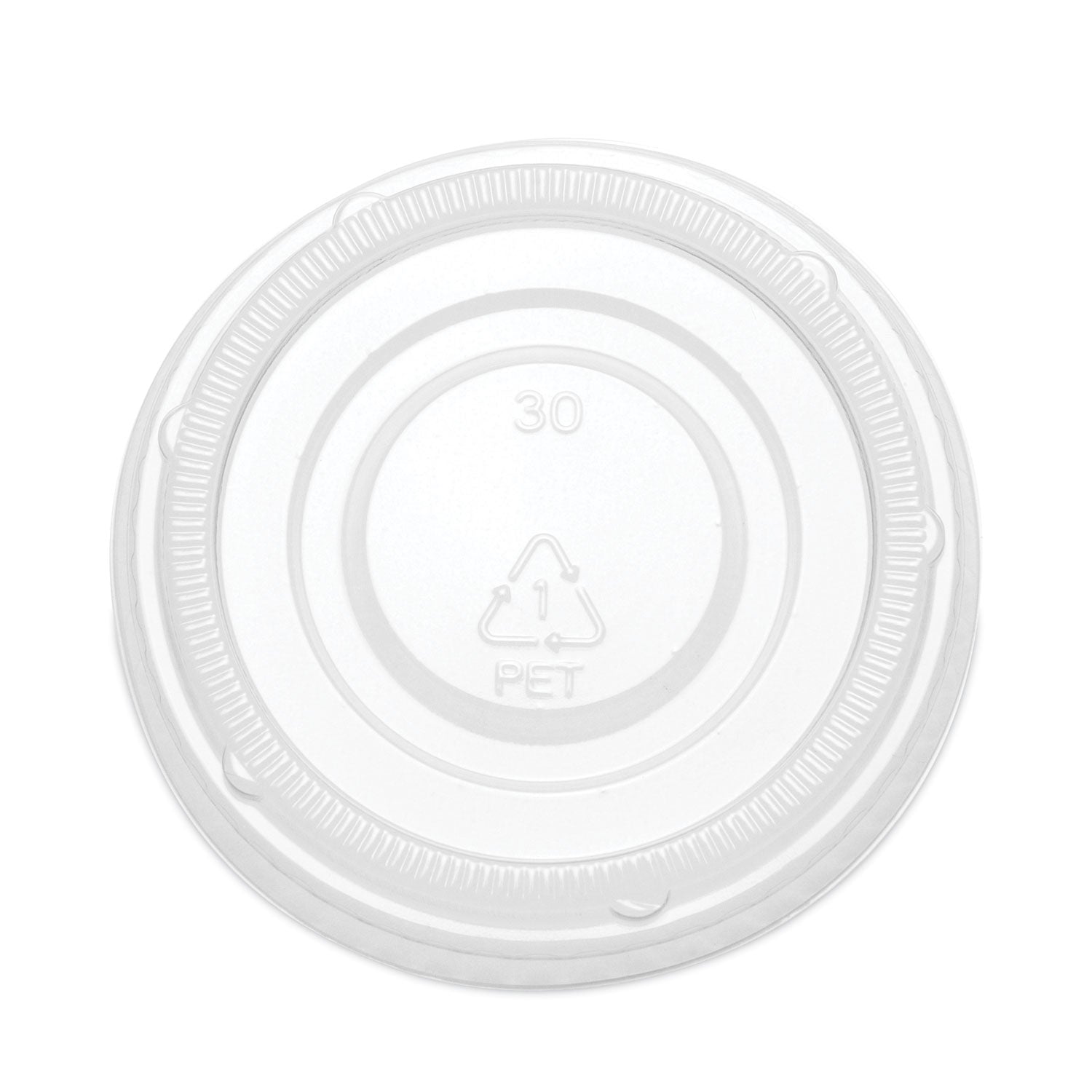 SupplyCaddy Portion Cup Lids, Fits 2 oz Portion Cups, Plastic, Clear, 2,500/Carton