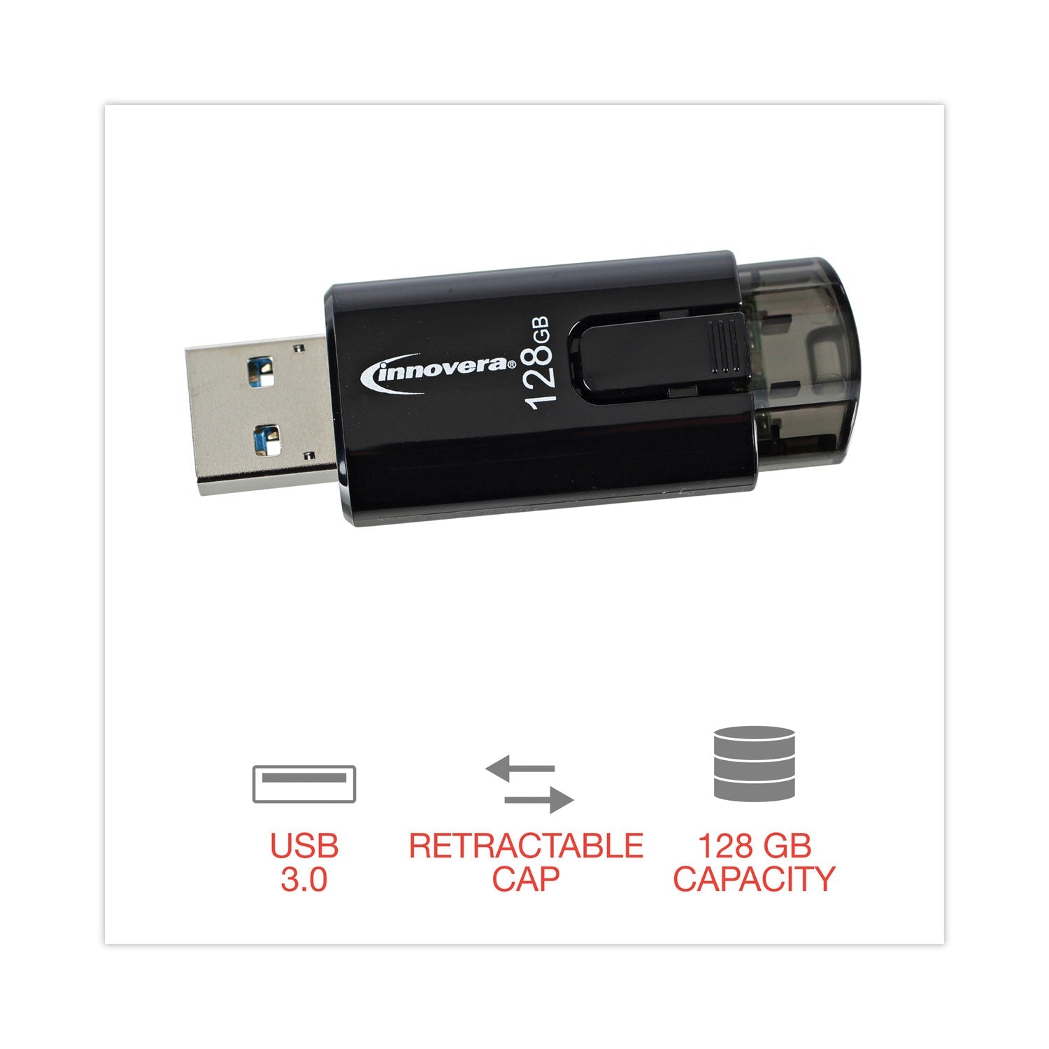 Innovera® USB 3.0 Flash Drive, 128 GB