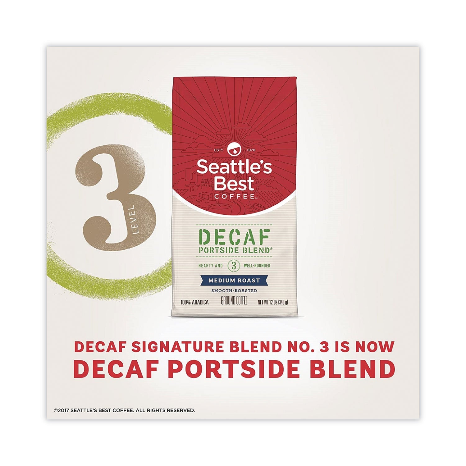 Seattle's Best™ Port Side Blend Ground Coffee, Decaffeinated Medium Roast, 12 oz Bag, 6/Carton - Bloom Skins
