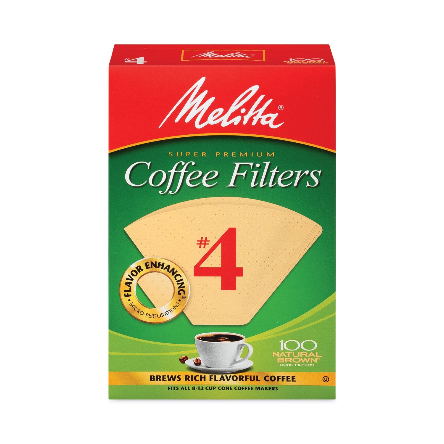 Melitta® Melitta Coffee Filters, #4, 8 to 12 Cup Size, Cone Style, 100 Filters/Pack, 3/Pack