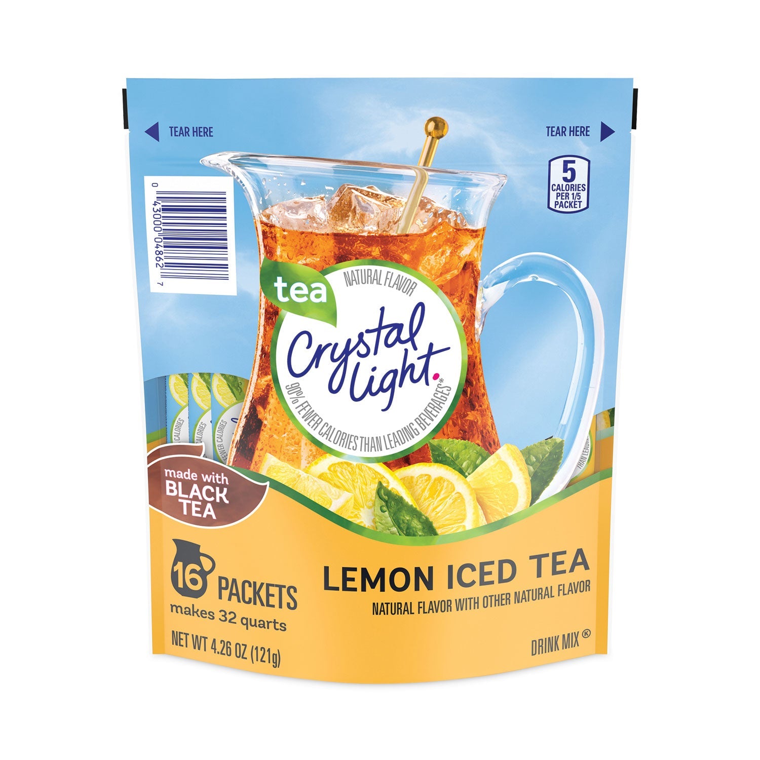 Crystal Light® Flavored Drink Mix Pitcher Packs, Iced Tea, 0.14 oz Packets, 16 Packets/Pouch, 1 Pouch/Carton