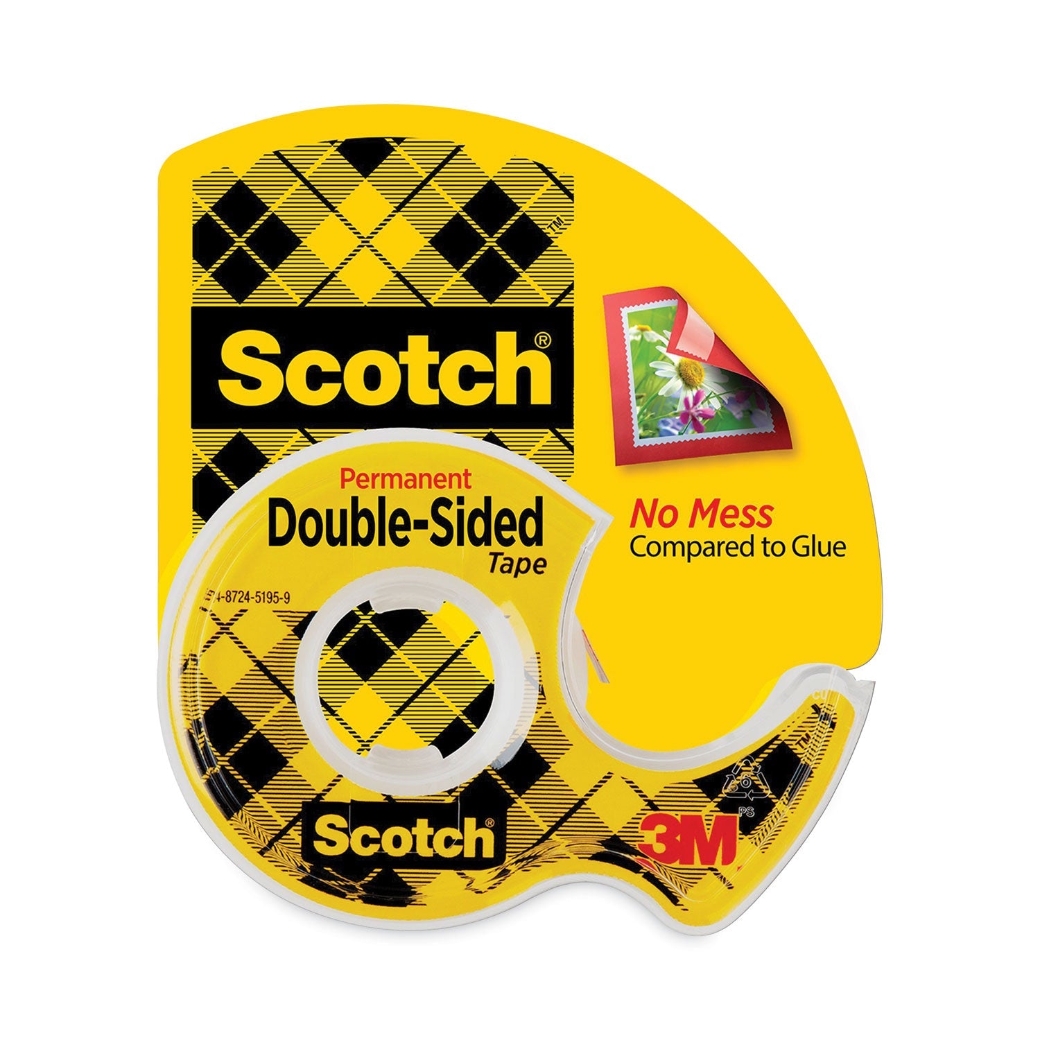 Scotch® Double-Sided Permanent Tape In Handheld Dispenser, 1" Core, 0.5" X 20.83 Ft, Clear