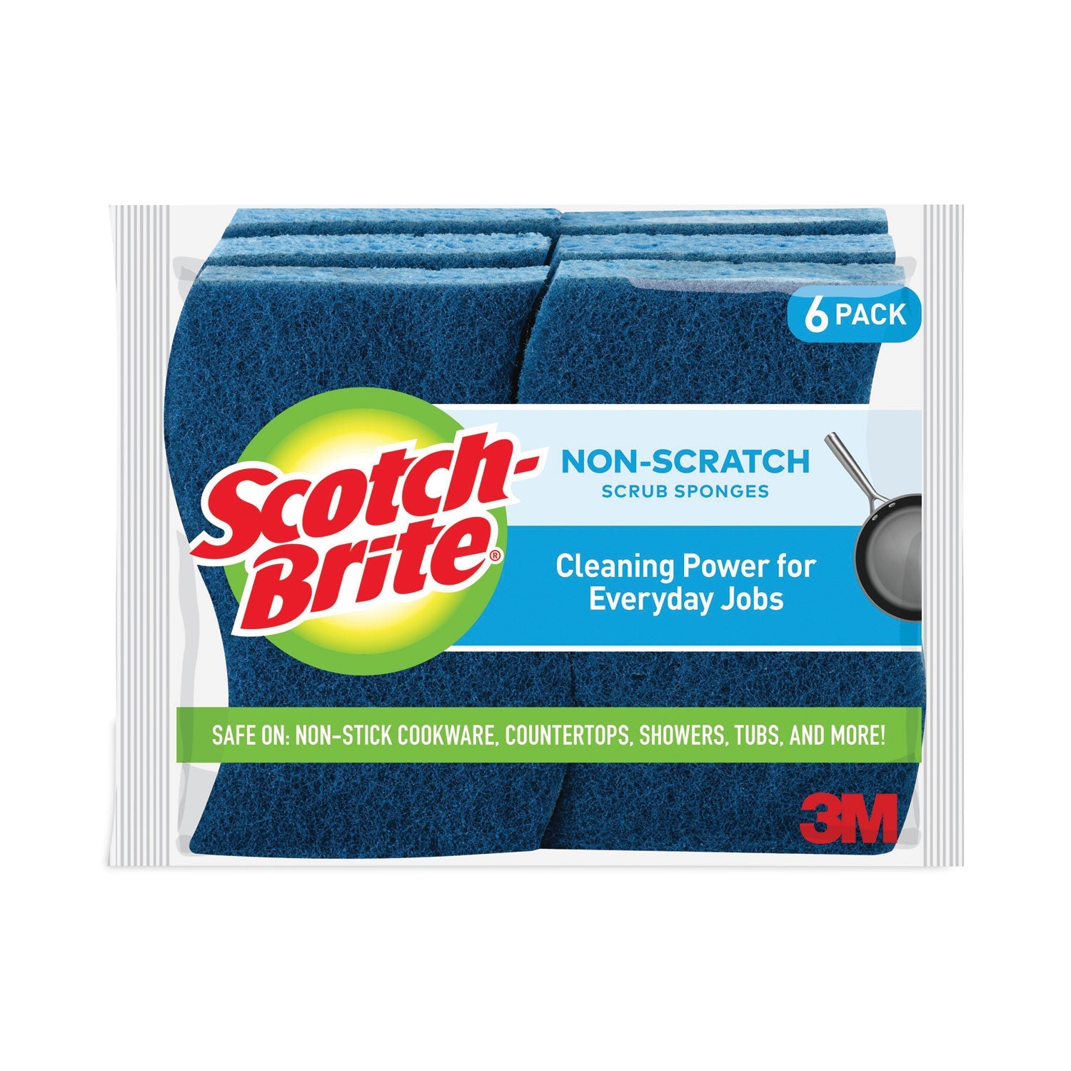 Scotch-Brite® Non-Scratch Multi-Purpose Scrub Sponge, 4.4 X 2.6, 0.8" Thick, Blue, 6/pack