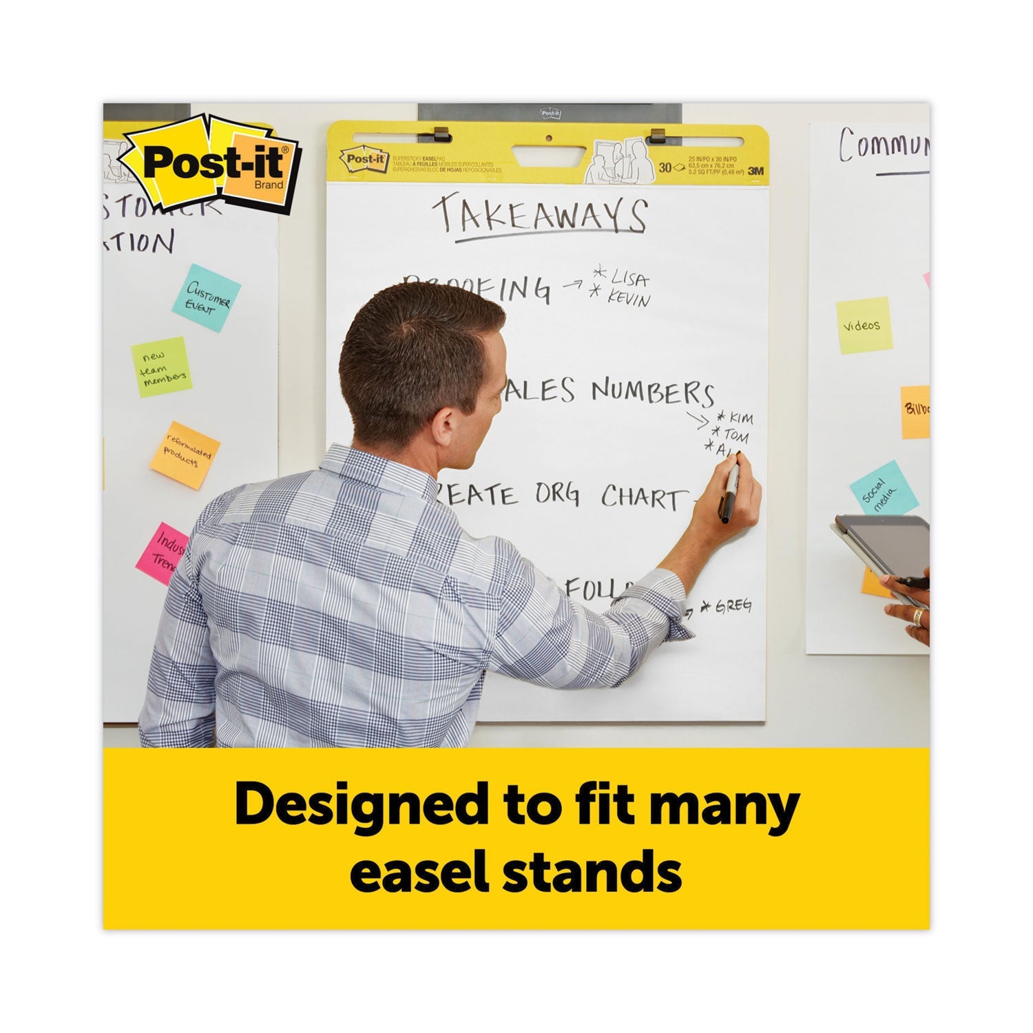 Post-it® Easel Pads Super Sticky Vertical-Orientation Self-Stick Easel Pad Value Pack, Unruled, 25 x 30, White, 30 Sheets, 4/Carton