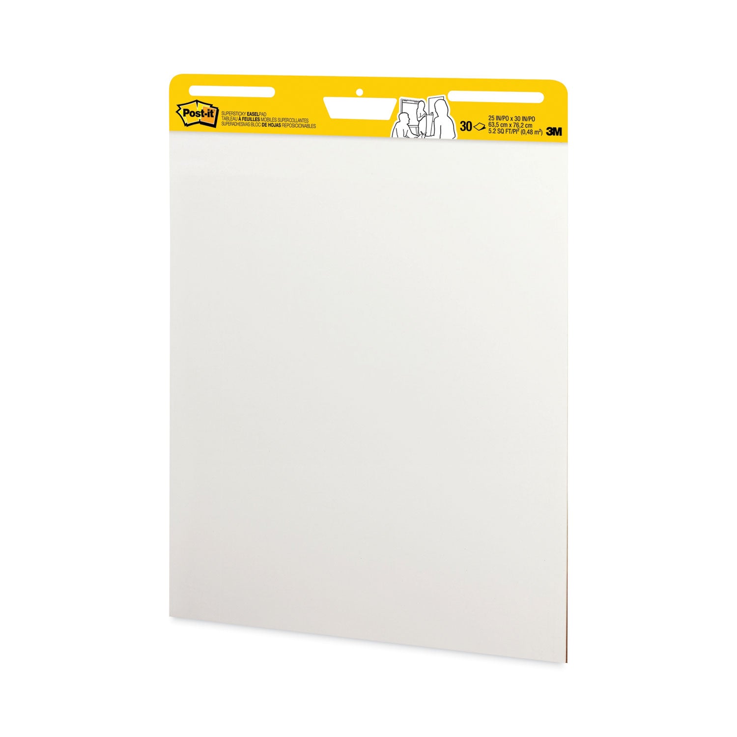 Post-it® Easel Pads Super Sticky Vertical-Orientation Self-Stick Easel Pad Value Pack, Unruled, 25 x 30, White, 30 Sheets, 4/Carton