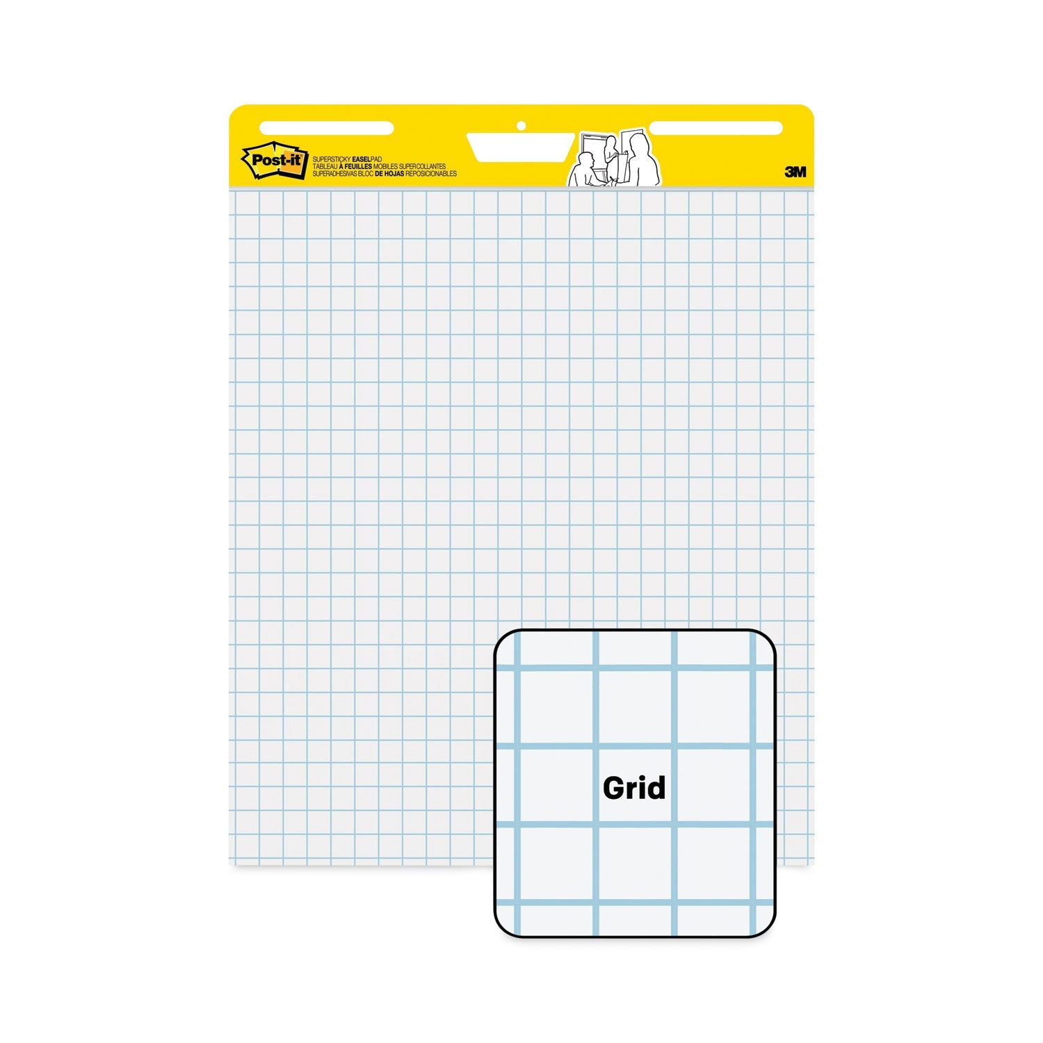 Post-it® Easel Pads Super Sticky Vertical-Orientation Self-Stick Easel Pads, Quadrille Rule (1 sq/in), 25 x 30, White, 30 Sheets, 2/Carton