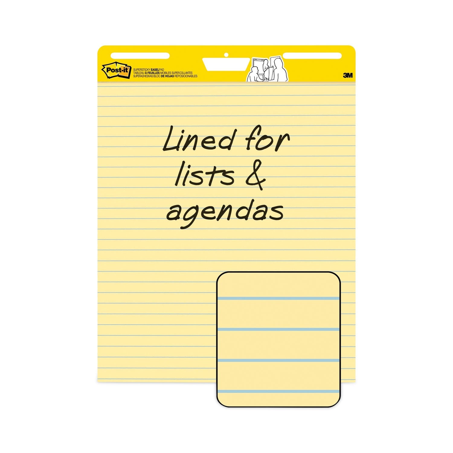 Post-it® Easel Pads Super Sticky Vertical-Orientation Self-Stick Easel Pads, Presentation Format (1.5" Rule), 25 x 30, Yellow, 30 Sheets, 2/Carton