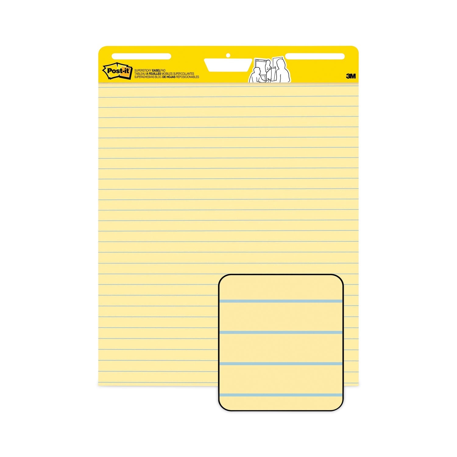 Post-it® Easel Pads Super Sticky Vertical-Orientation Self-Stick Easel Pads, Presentation Format (1.5" Rule), 25 x 30, Yellow, 30 Sheets, 2/Carton