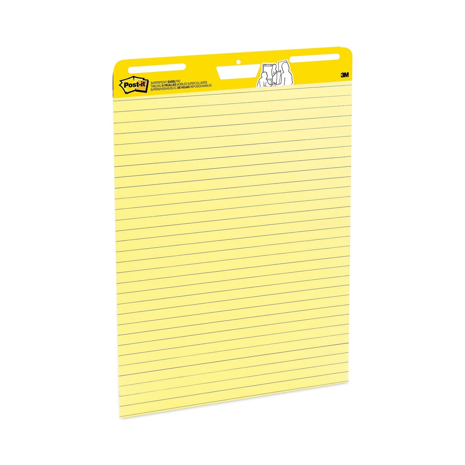 Post-it® Easel Pads Super Sticky Vertical-Orientation Self-Stick Easel Pads, Presentation Format (1.5" Rule), 25 x 30, Yellow, 30 Sheets, 2/Carton