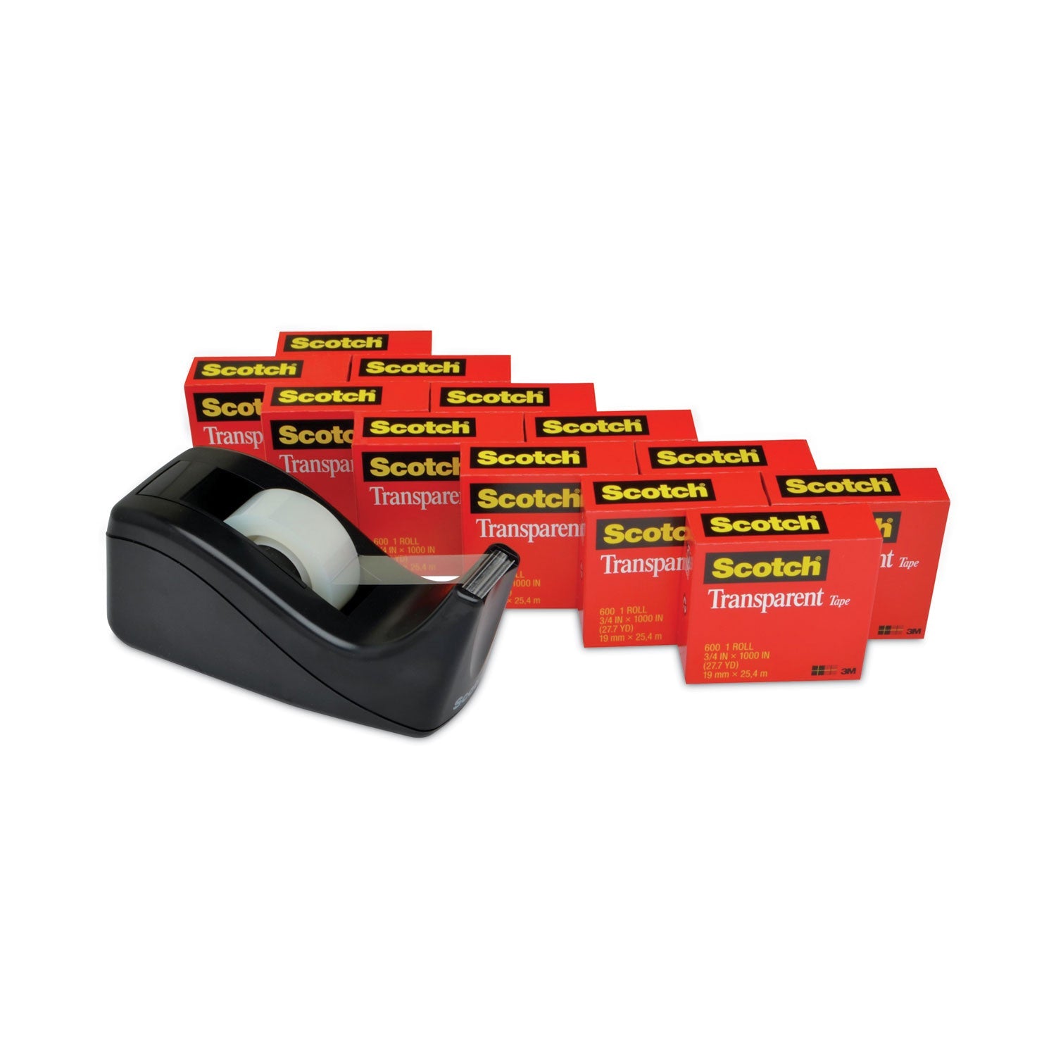 Transparent Tape Value Pack with Dispenser