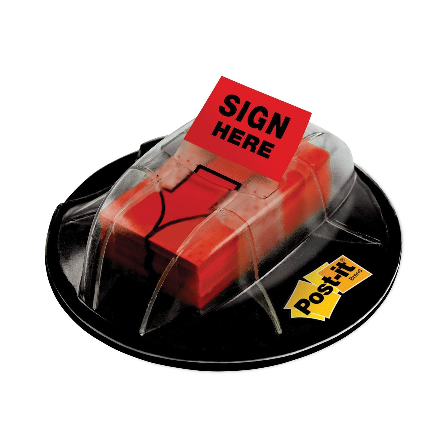 Post-it® Flags High Volume Flag Dispenser, "sign Here", Red, 200 Flags/dispenser