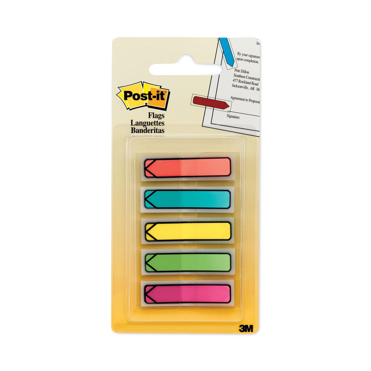 Post-it® Flags Arrow 0.5" Page Flags, Five Assorted Bright Colors, 20/Color, 100/Pack