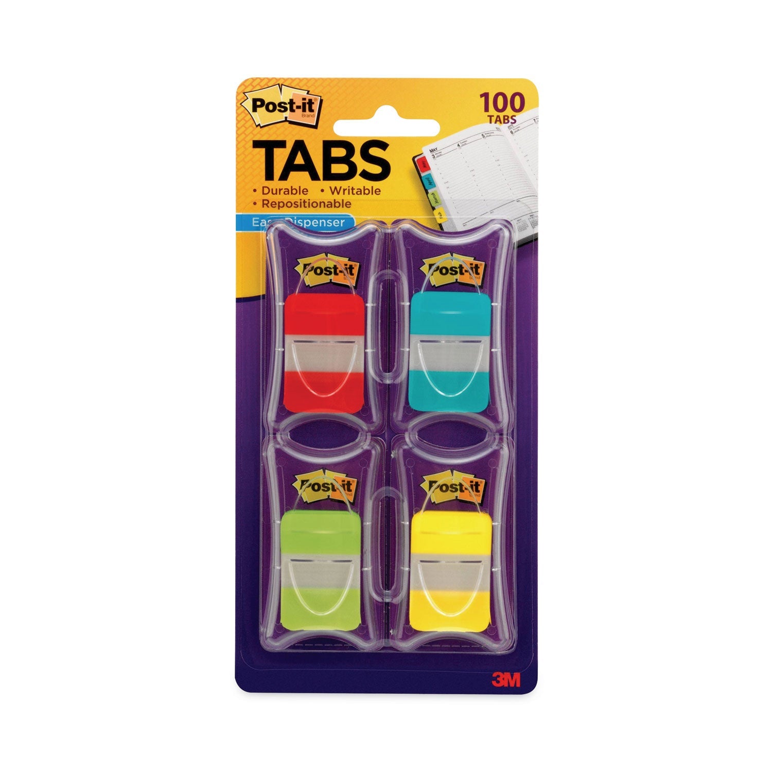 Plain Solid Color Tabs | 1" Assorted, 100/Pack