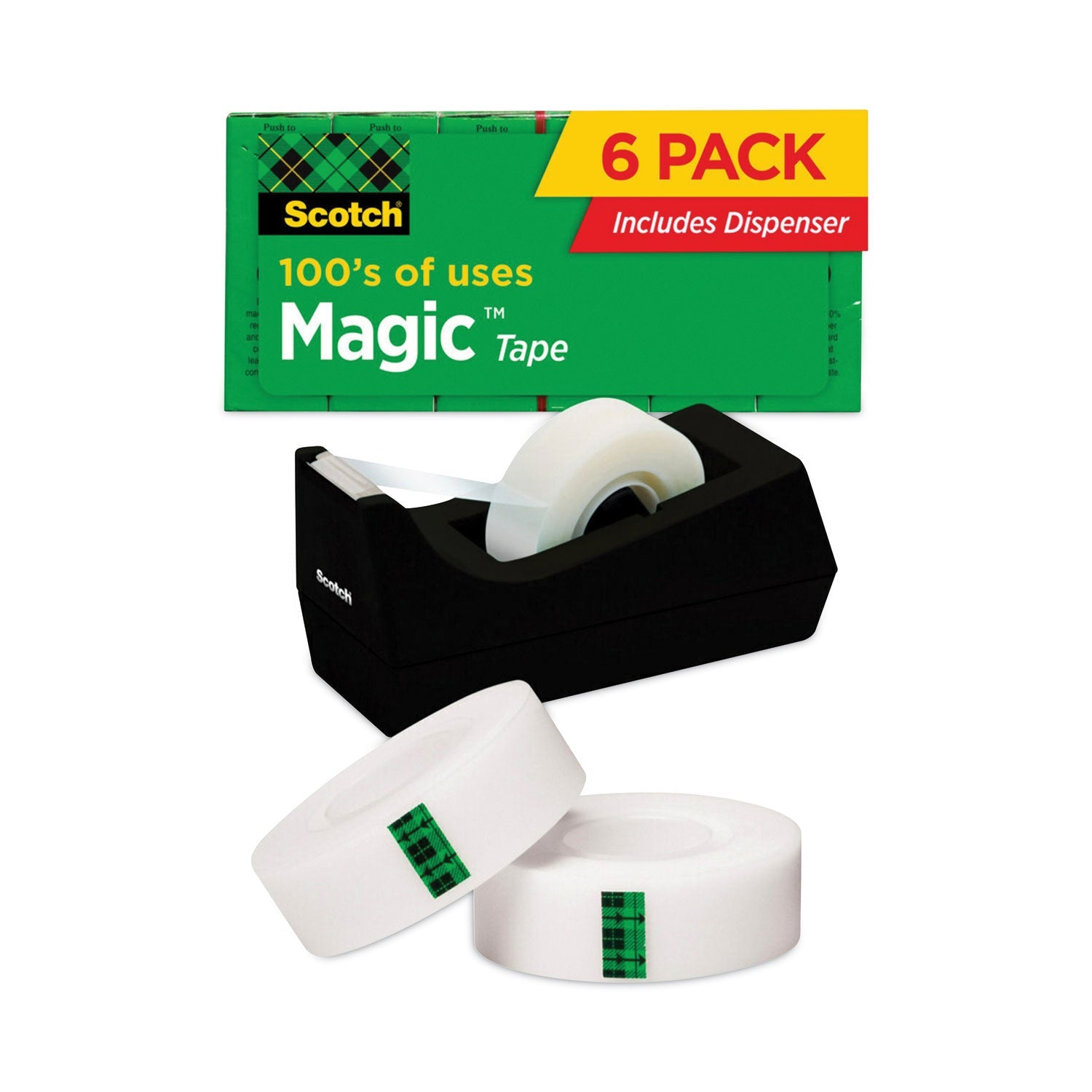 Scotch® Magic Tape Desktop Dispenser Value Pack, 1" Core, 0.75" X 83.33 Ft, Clear, 6/pack