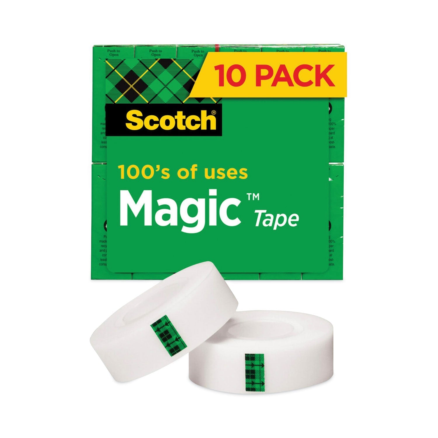 Scotch® Magic Tape Value Pack, 1" Core, 0.75" X 83.33 Ft, Clear, 10/pack