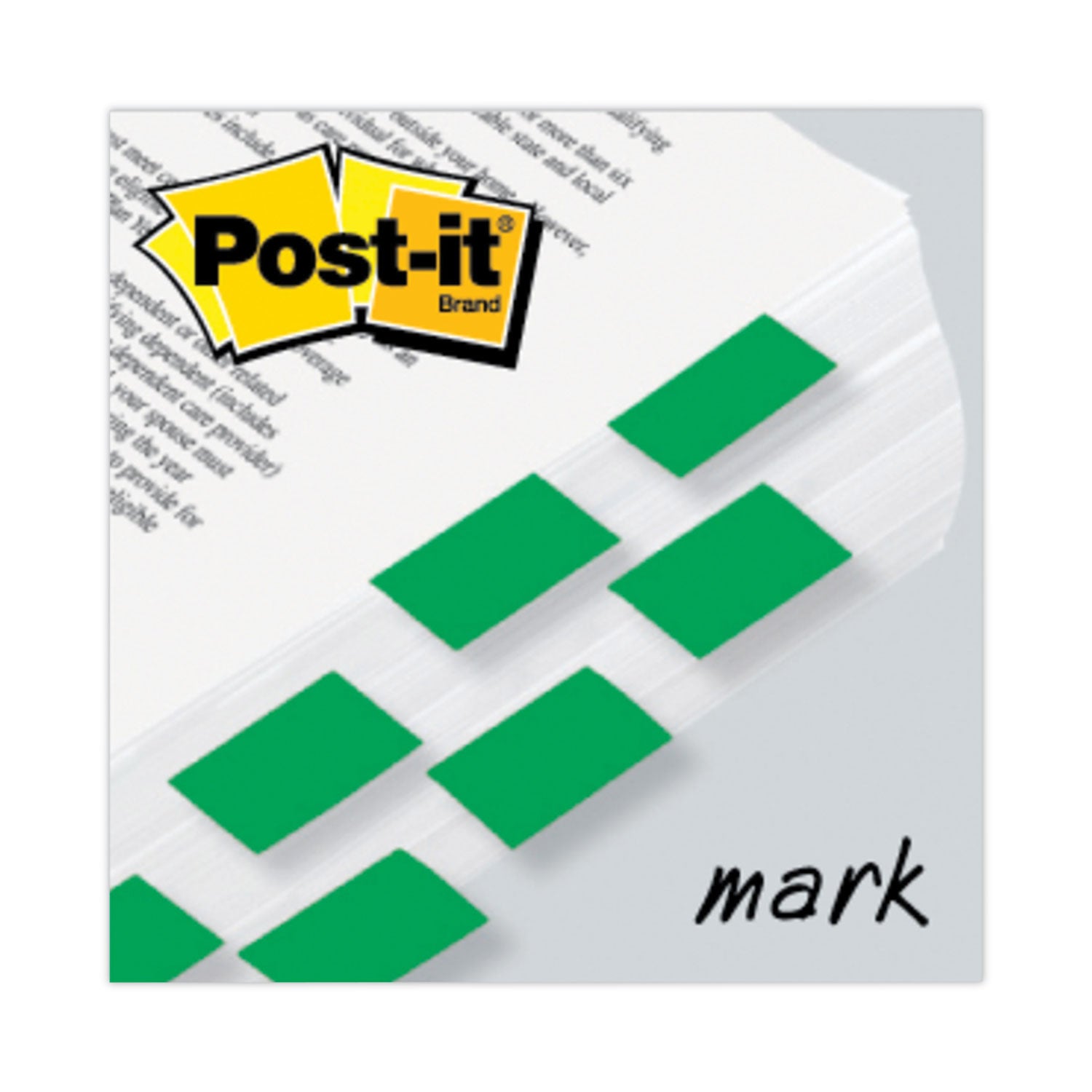 Post-it® Flags Marking Page Flags In Dispensers, Green, 50 Flags/dispenser, 12 Dispensers/pack