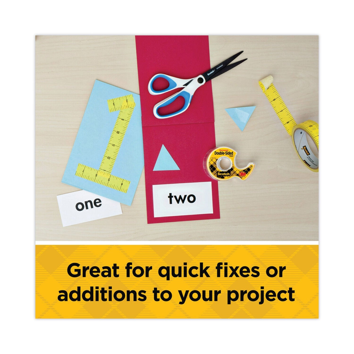 Scotch® Double-Sided Permanent Tape In Handheld Dispenser, 1" Core, 0.5" X 20.83 Ft, Clear, 3/pack