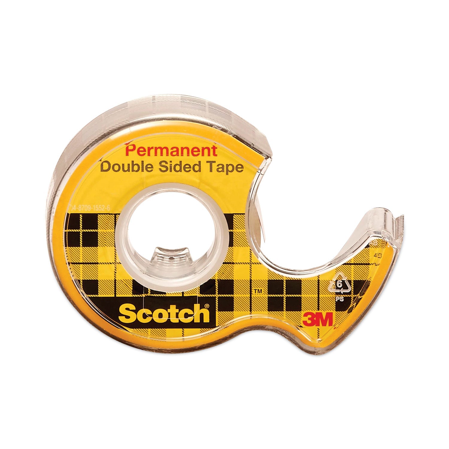 Scotch® Double-Sided Permanent Tape In Handheld Dispenser, 1" Core, 0.5" X 20.83 Ft, Clear, 3/pack