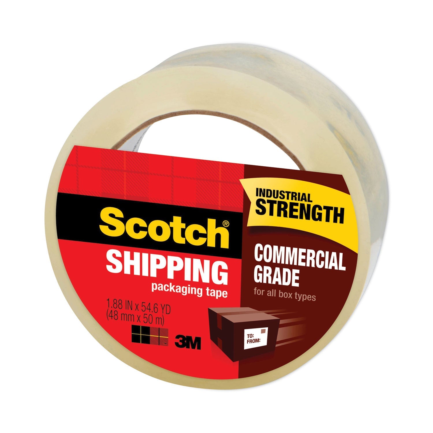 Scotch® 3750 Commercial Grade Packaging Tape, 3" Core, 1.88" X 54.6 Yds, Clear